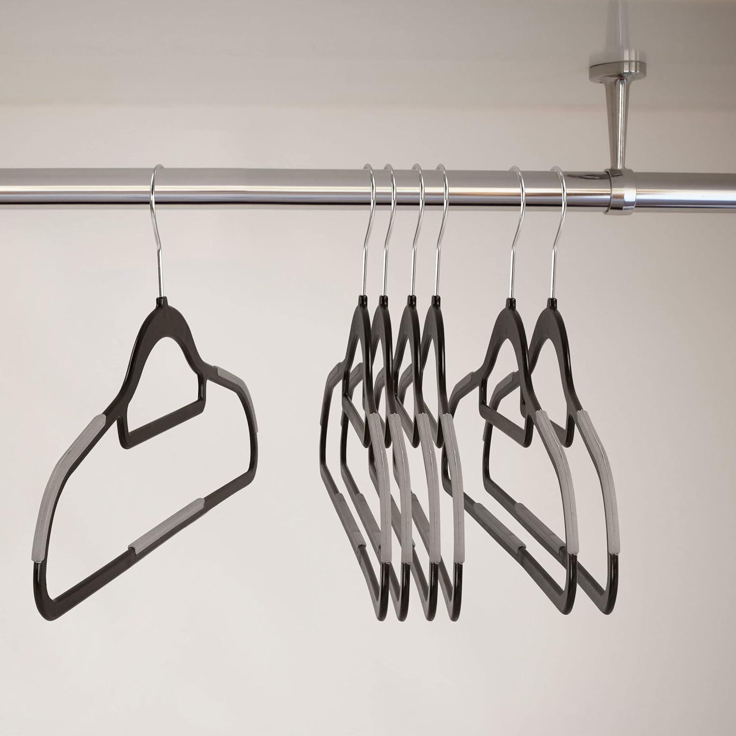 Elama Home 50 Piece Plastic Non Slip Hanger in Black and Gray