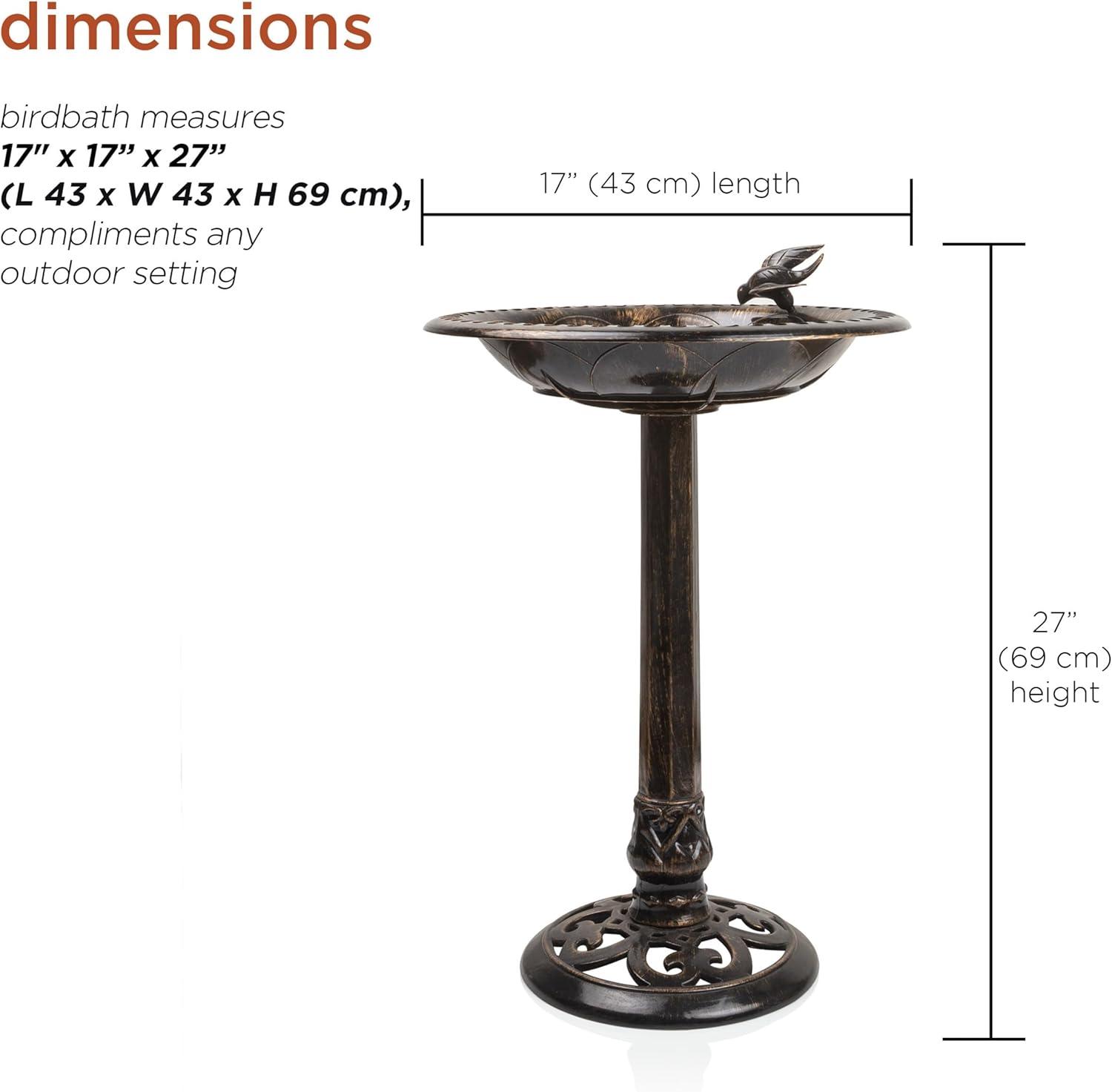 Alpine Corporation 26-Inch Bronze Bird Bath with Bird Figurine