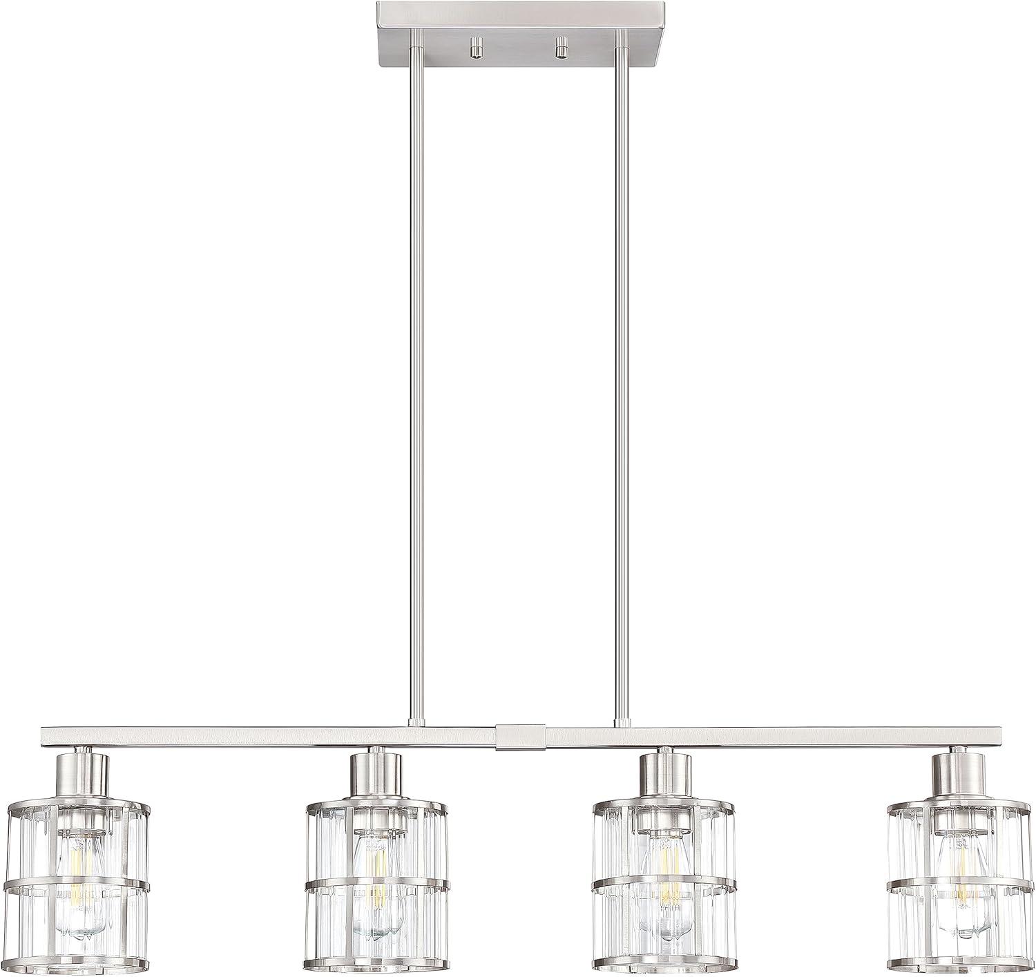 3-Light Pendant Lighting Clear Glass Pendant Lighting for Kitchen Island Brushed Nickel Hanging Light Fixture Pendant Light Dining Room Chandelier Farmhouse