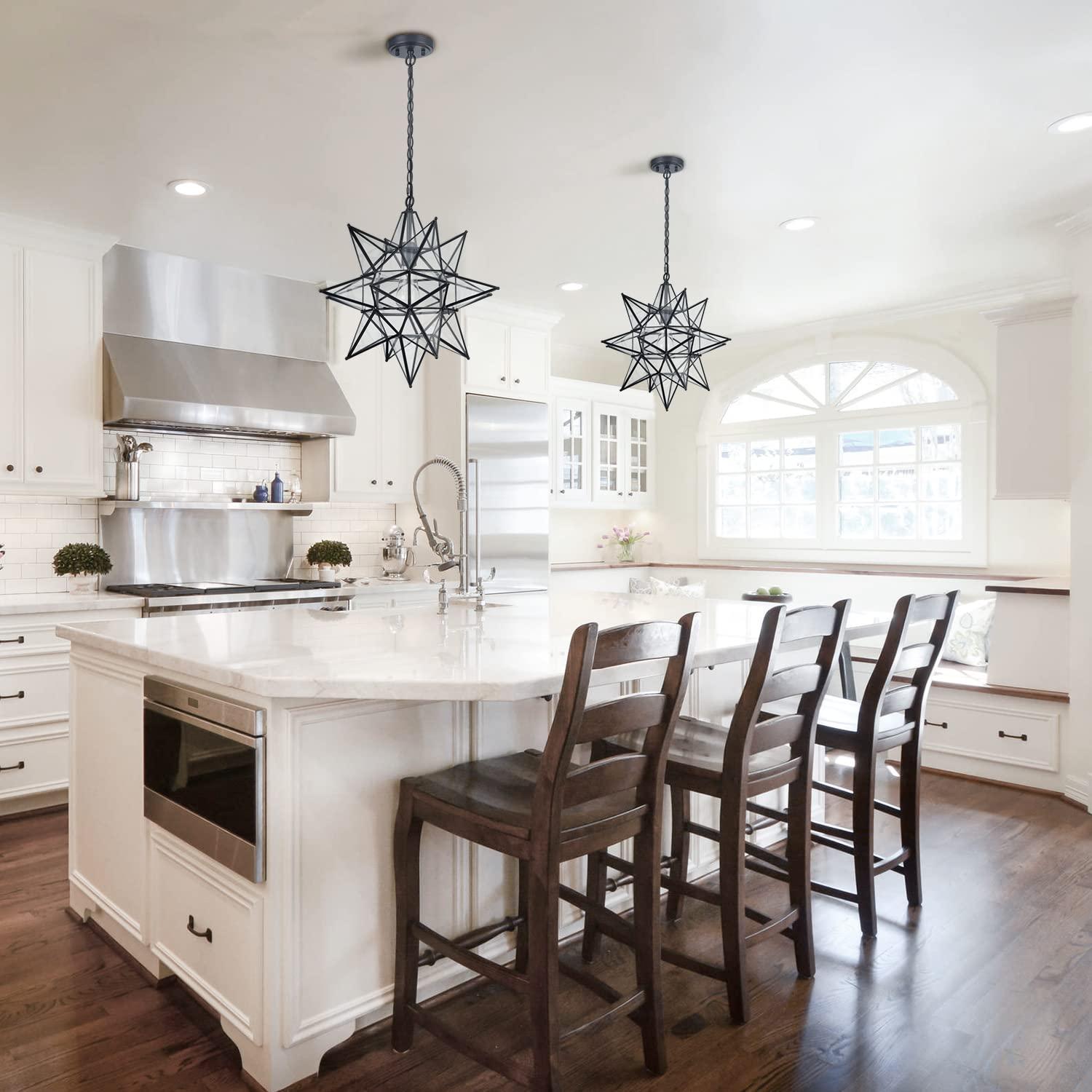 Casablanca Modern Boho Moravian Star Pendant Light 20 Inch Large Black Hanging Light