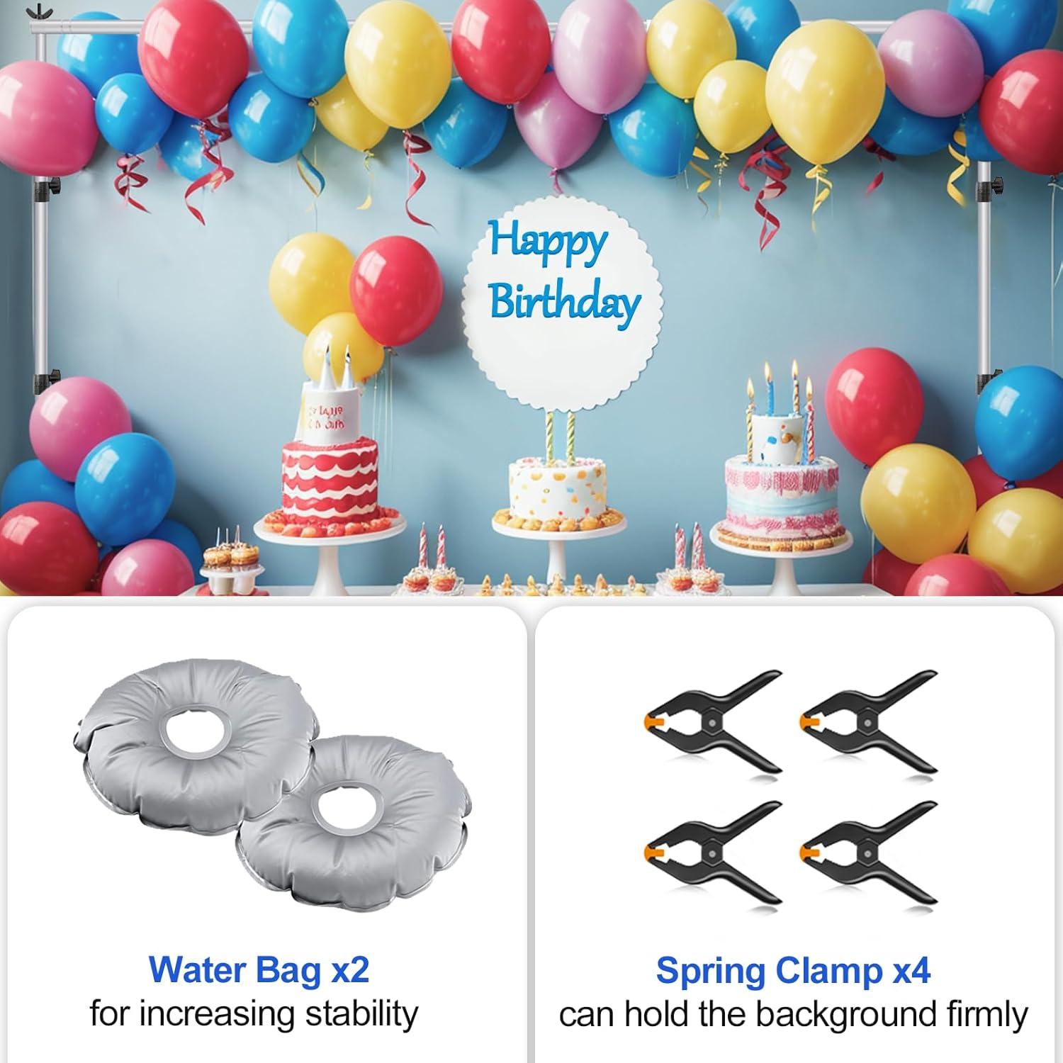 EMART Backdrop Stand, 6.5x10 ft Adjustable Photo Background Pipe and Drape Photography Kit with Heavy Duty Metal Flat Base for Parties, Wedding, Video Studio, Birthday - White