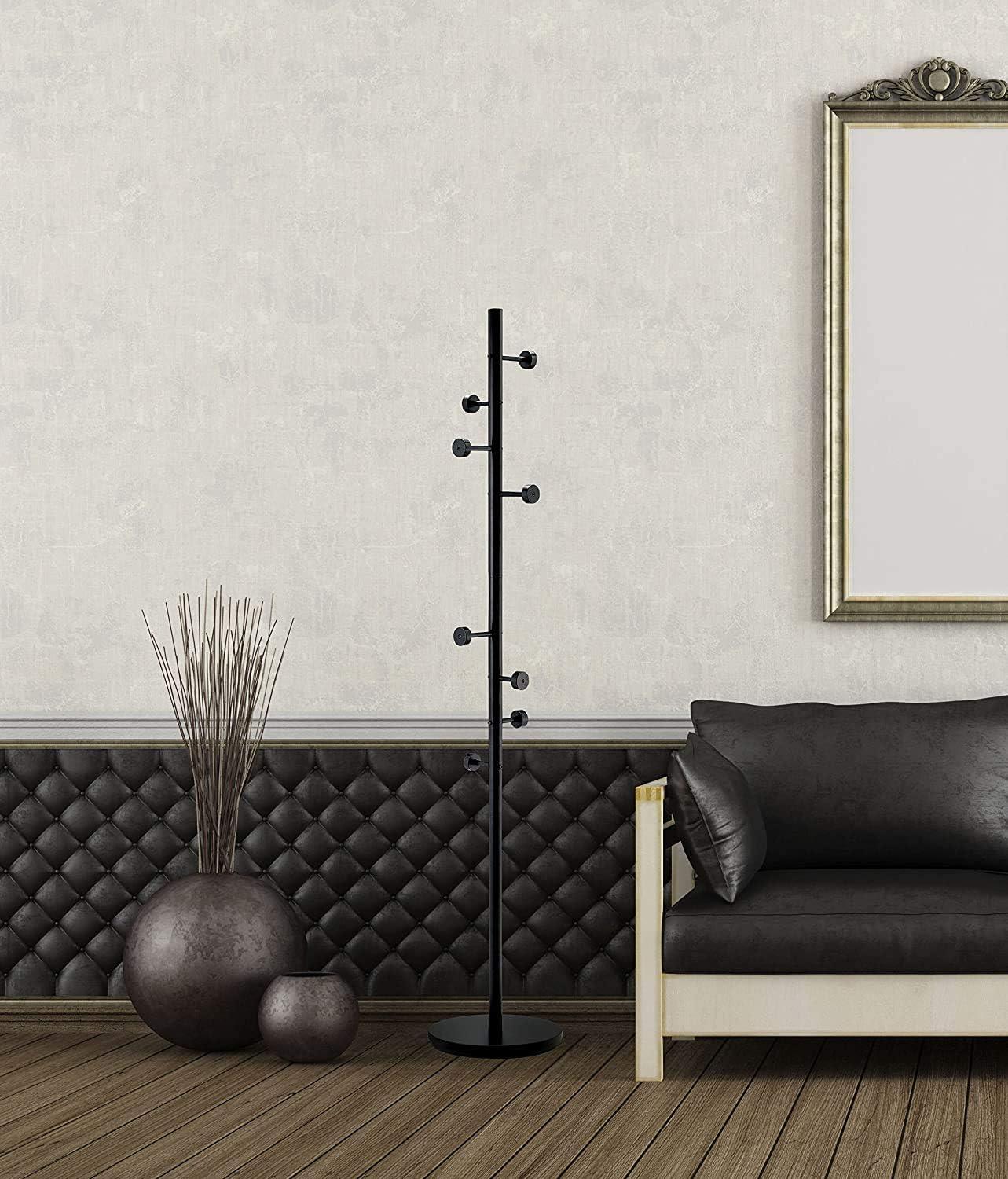 Swizzle Coat Rack Steel - Adesso: Metal Frame, 8 Hooks, Spot Clean, 67.5" Tall, Freestanding Hanger Stand