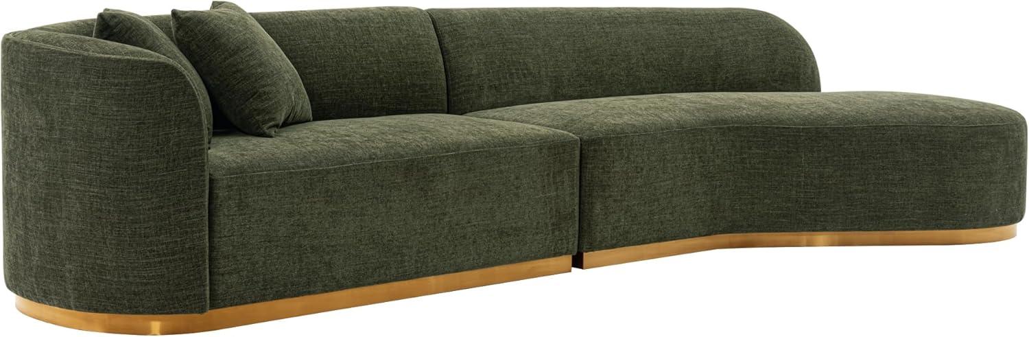 131.89" Daria Linen Upholstered Sofa Sectional with Pillows Olive Green - Manhattan Comfort