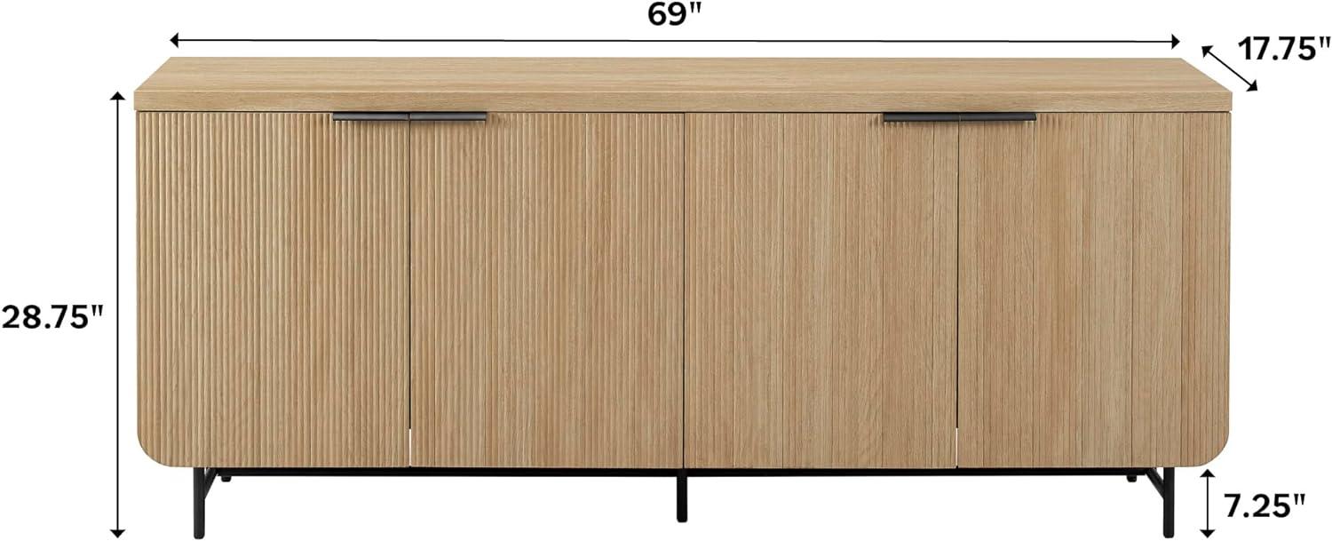 Coastal Oak and Black 69" Fluted Door Sideboard