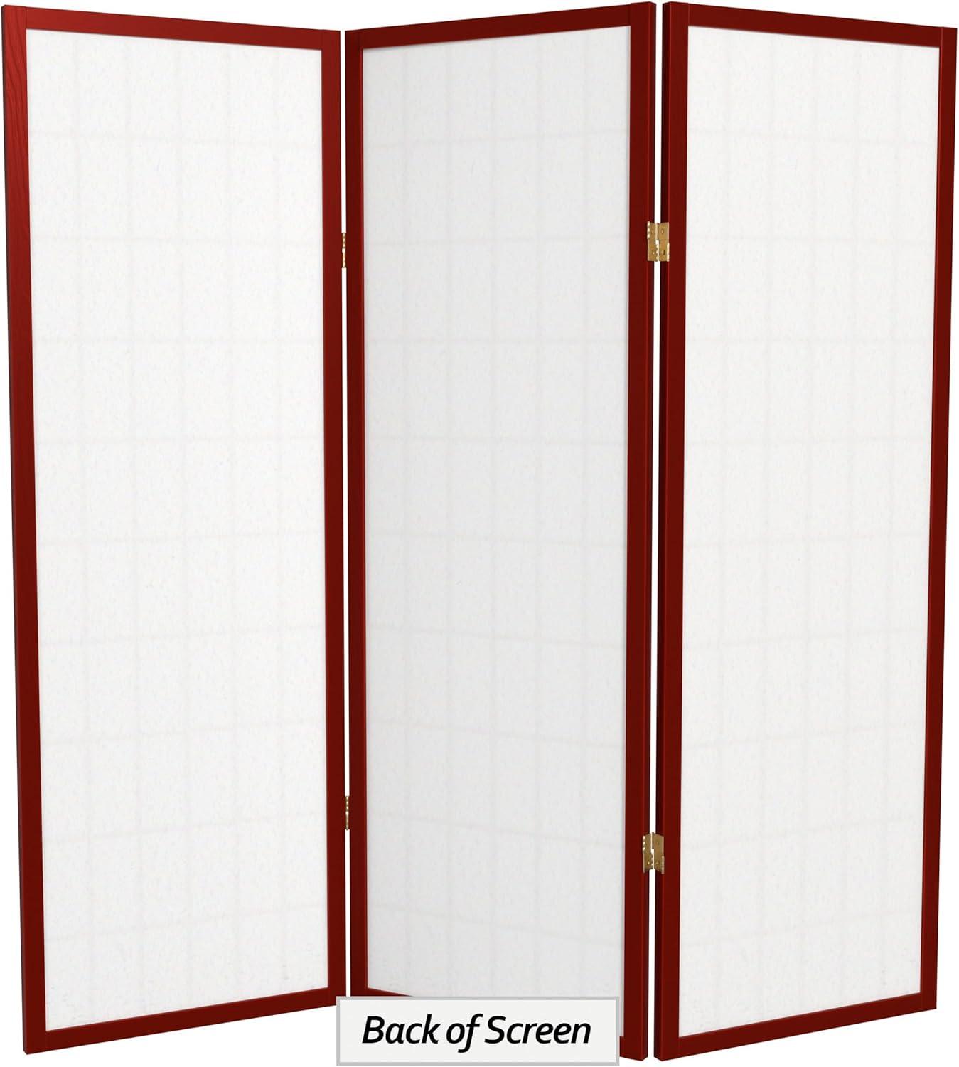 Oriental Furniture 4 ft. Tall Window Pane Shoji Screen - Rosewood - 3 Panel