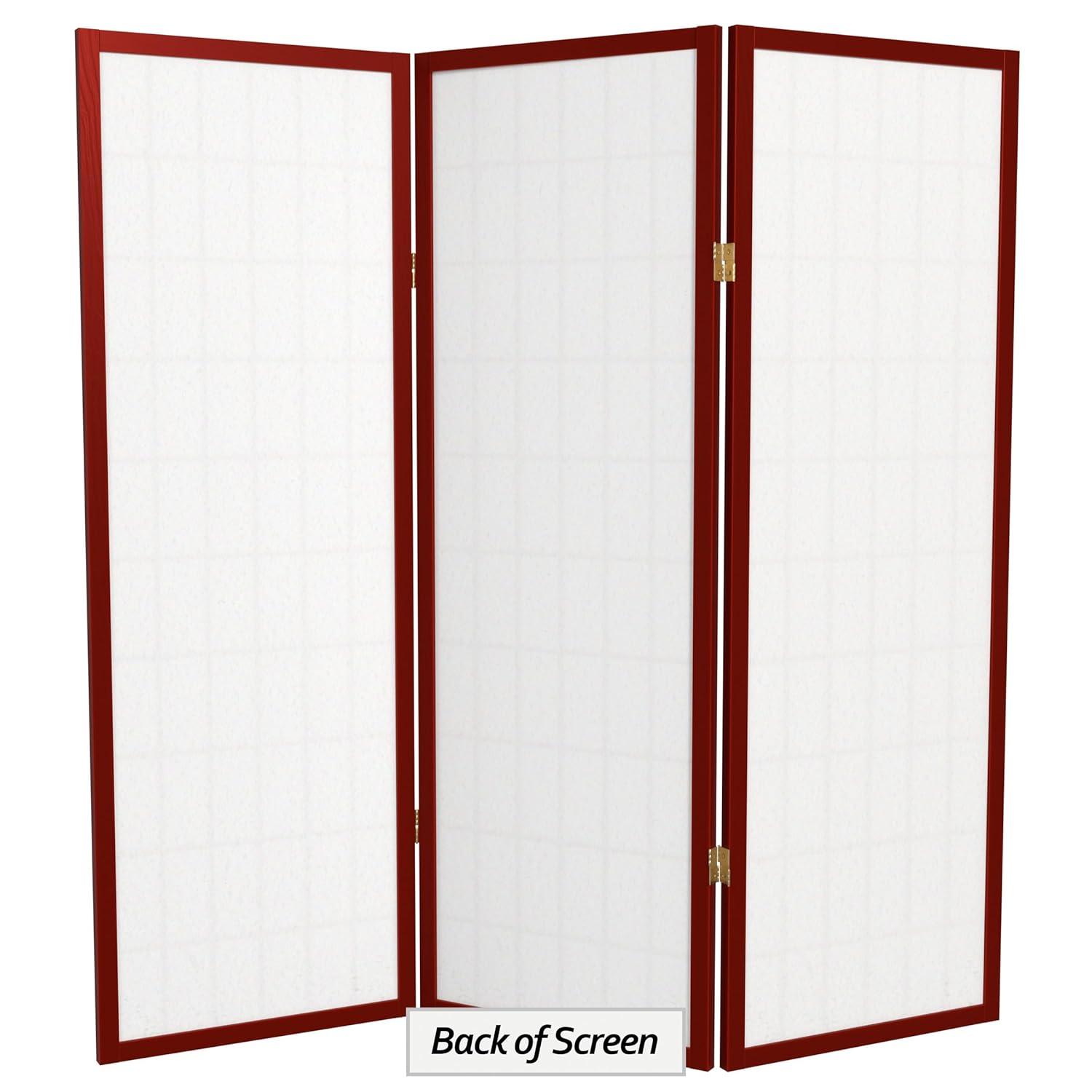 Oriental Furniture 4 ft. Tall Window Pane Shoji Screen - Rosewood - 3 Panel