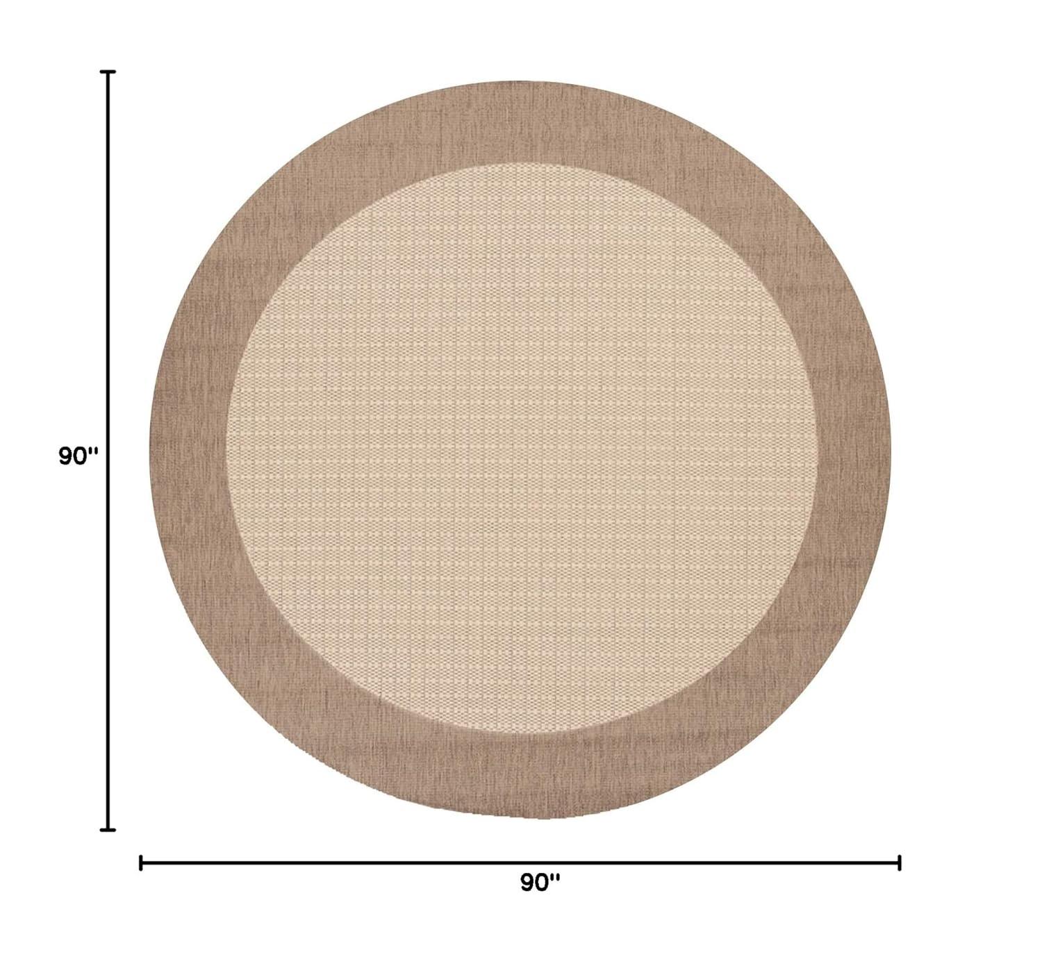 Couristan Recife Checkered Field Indoor / Outdoor Area Rug, Natural- Cocoa, 7'6" Round