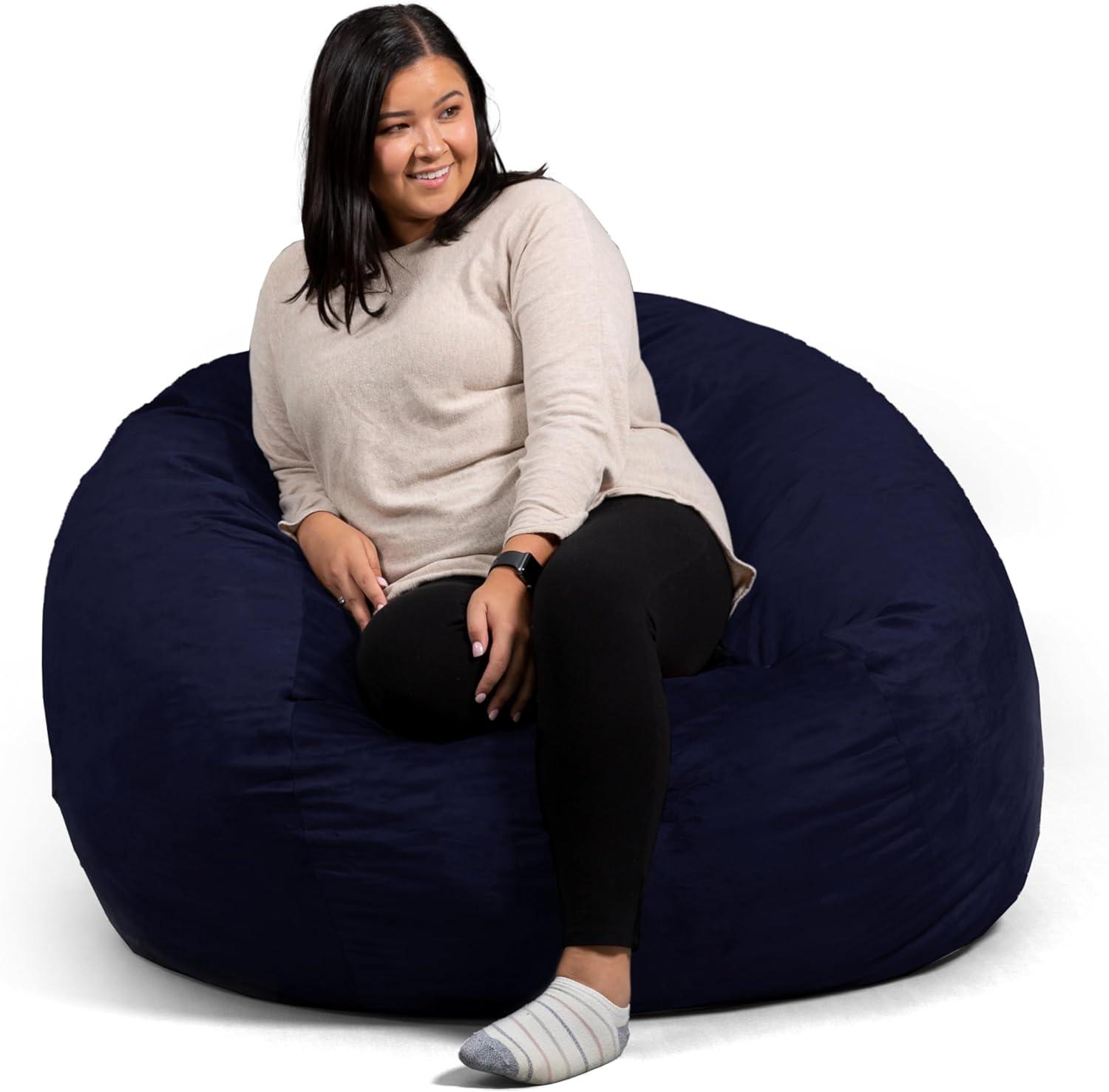 Big Joe Large 4 Foot Foam Filled Bean Bag Chair with Soft Removeable Cover