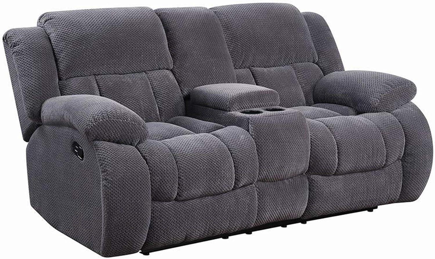 Charcoal Microfiber 75'' Reclining Loveseat with Storage and Cup Holders