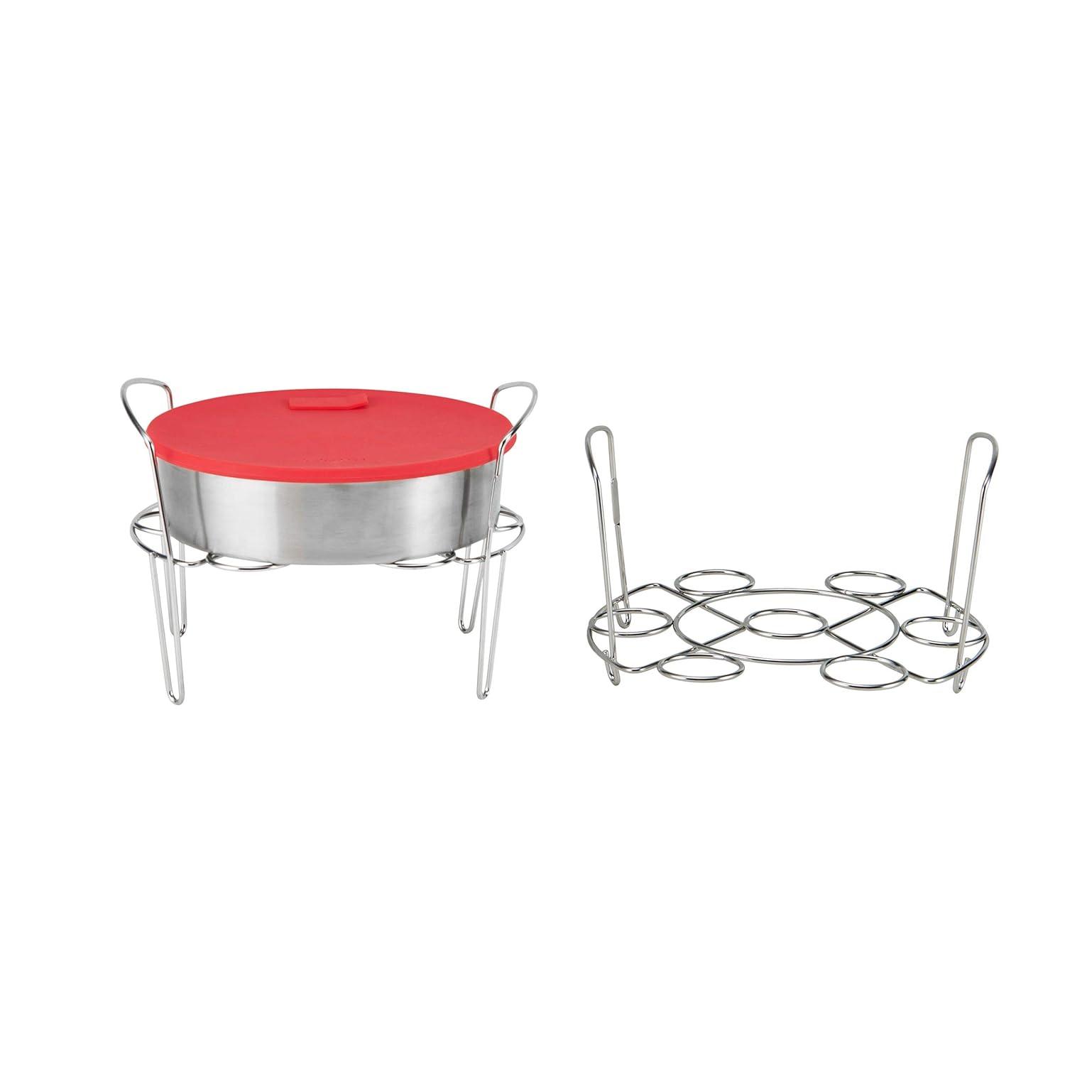 Instant Pot Cook/Bake Set of 2 - Wire Egg Racks and 1 Stainless Steel Pan with Lid