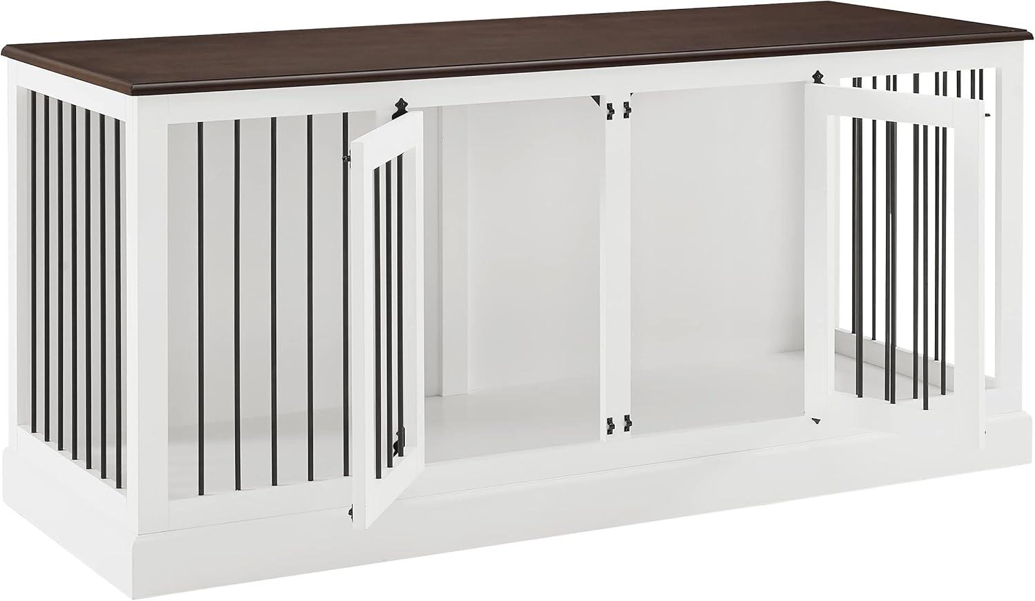 Crosley Brands Winslow Medium Credenza Pet Crate White/Dark Brown