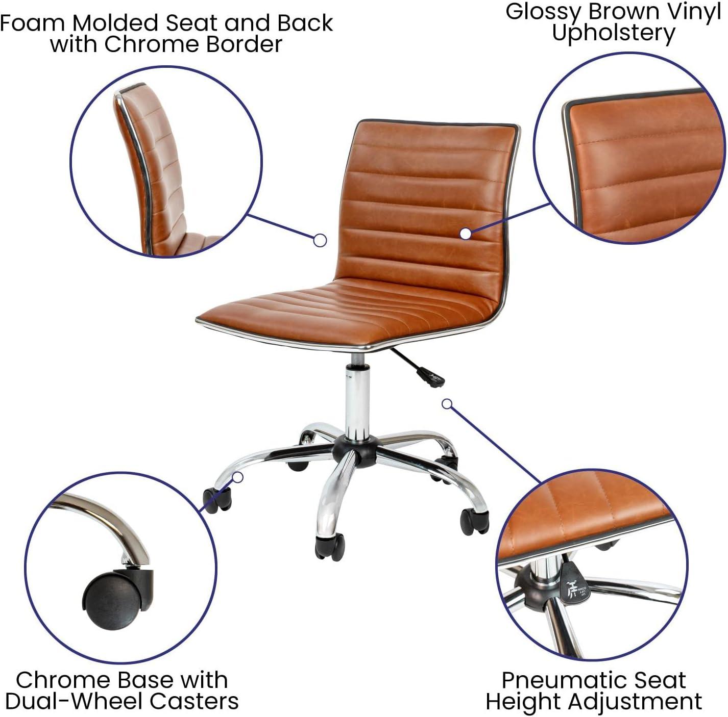 Flash Furniture Low Back Designer Armless Ribbed Swivel Task Office Chair