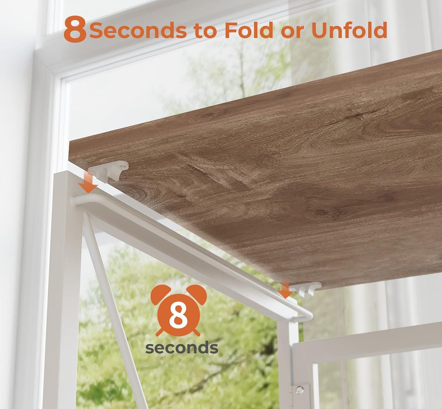 Coavas Folding Desk 31.5 inch Foldable Small Portable Computer Desks, Spaces Saving Writing Sturdy Table for Bedroom, Home Office, Dorm, Apartment, Pre Assembled, Oak