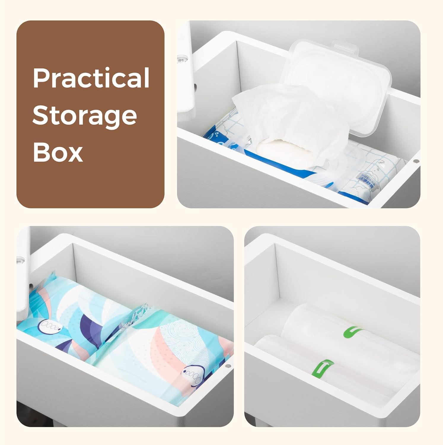 Hokku Designs 4-In-1 Bamboo Toilet Paper Holder Stand With Storage Shelf, Free Standing Toilet Tissue Roll Organizer, 360° Rotating Lid, Extra Storage For Bathroom Essentials