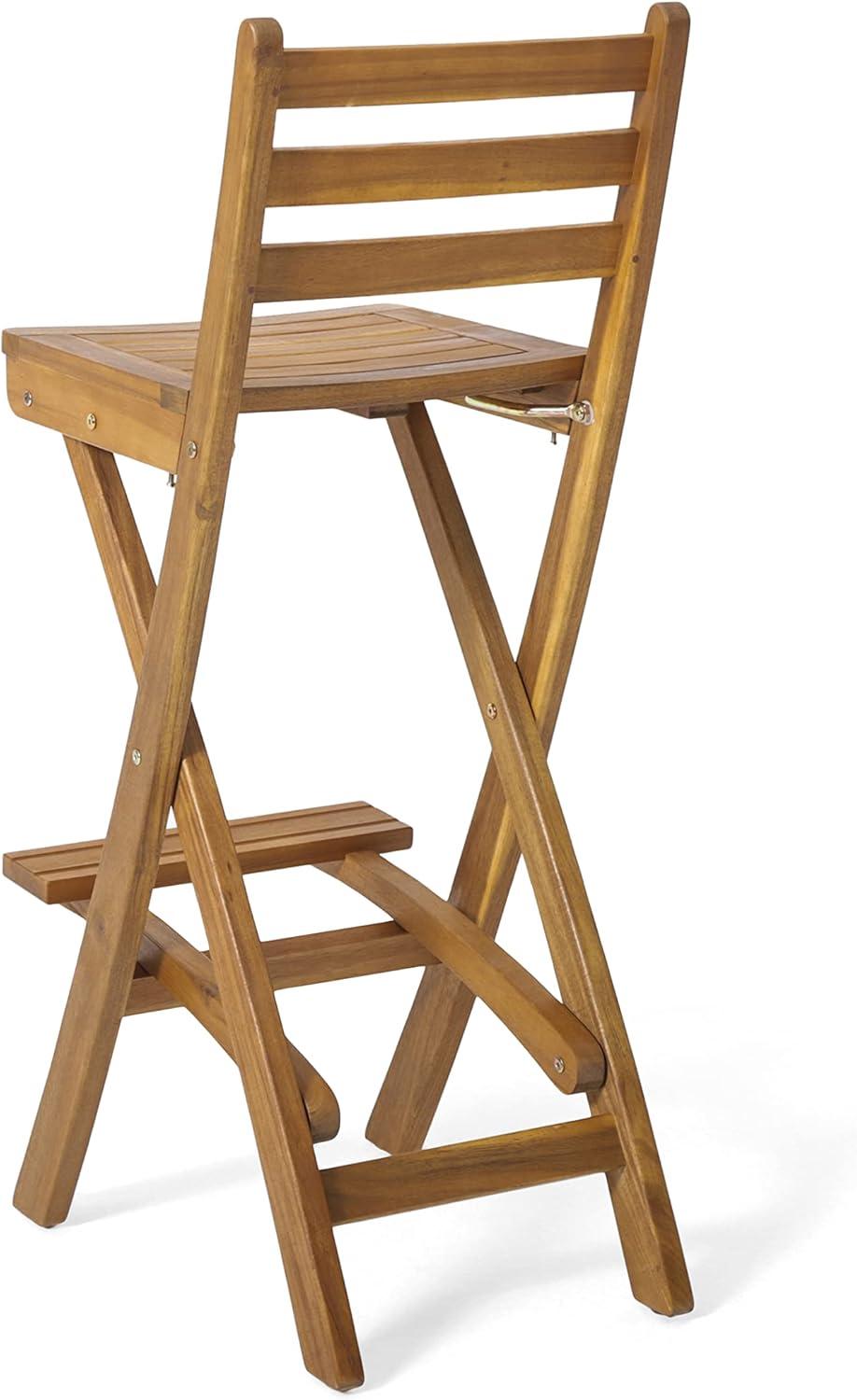 Christopher Knight Home Tundra Outdoor Foldable Wood Barstool Set, 2-Pcs Set, Natural