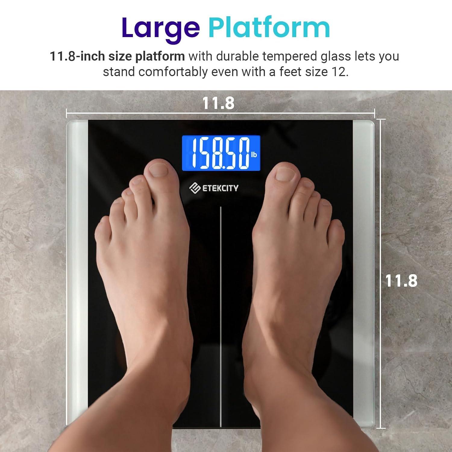 Etekcity Digital Scale For Body Weight, 400 lbs, Body Tape Measure Included, Black, EB9380H