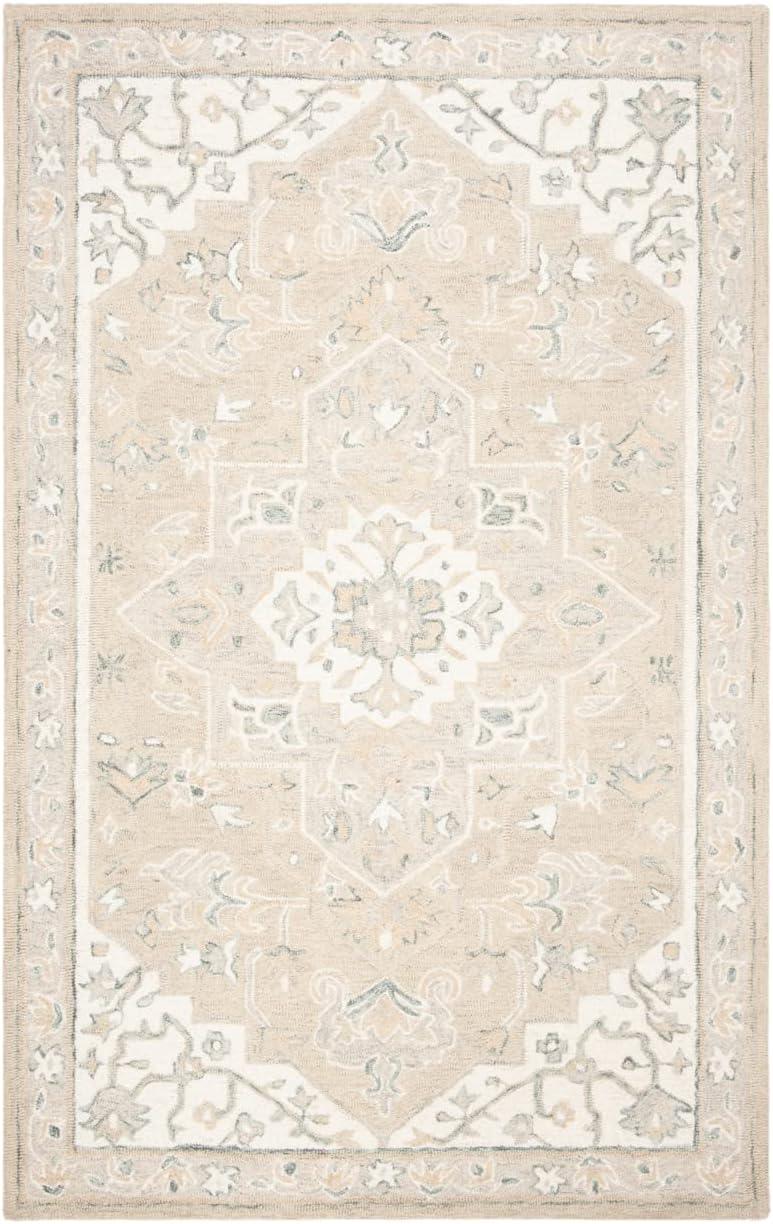 SAFAVIEH Micro-Loop Emilija Oriental Area Rug, Light Grey/Ivory, 2' x 3'