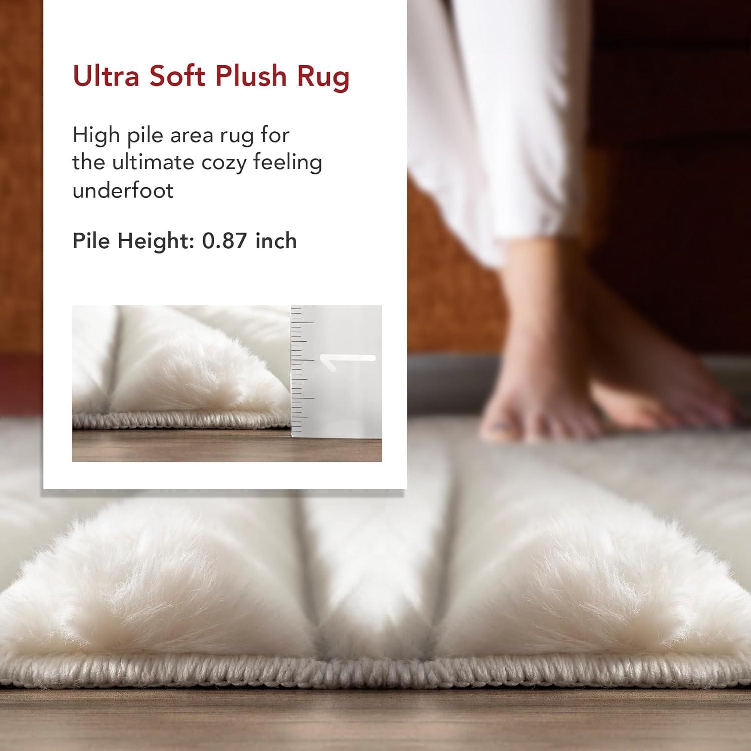 nuLOOM 2' x 6' Cozy Plush SuperiorWash Area Rug, Machine Washable, Non-Slip, Soft Fluffy Shag Carpet for Living Room Bedroom Nursery, Kai Off-white