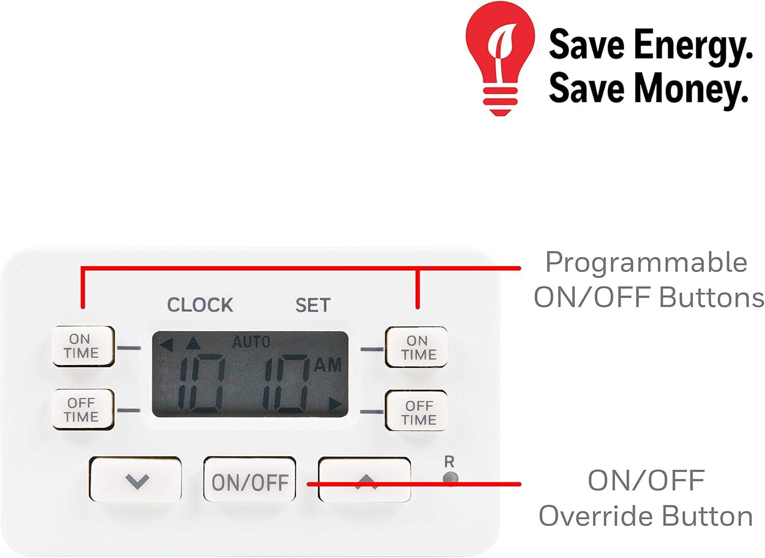 Compact White Digital Plug-In Timer with Programmable Cycles