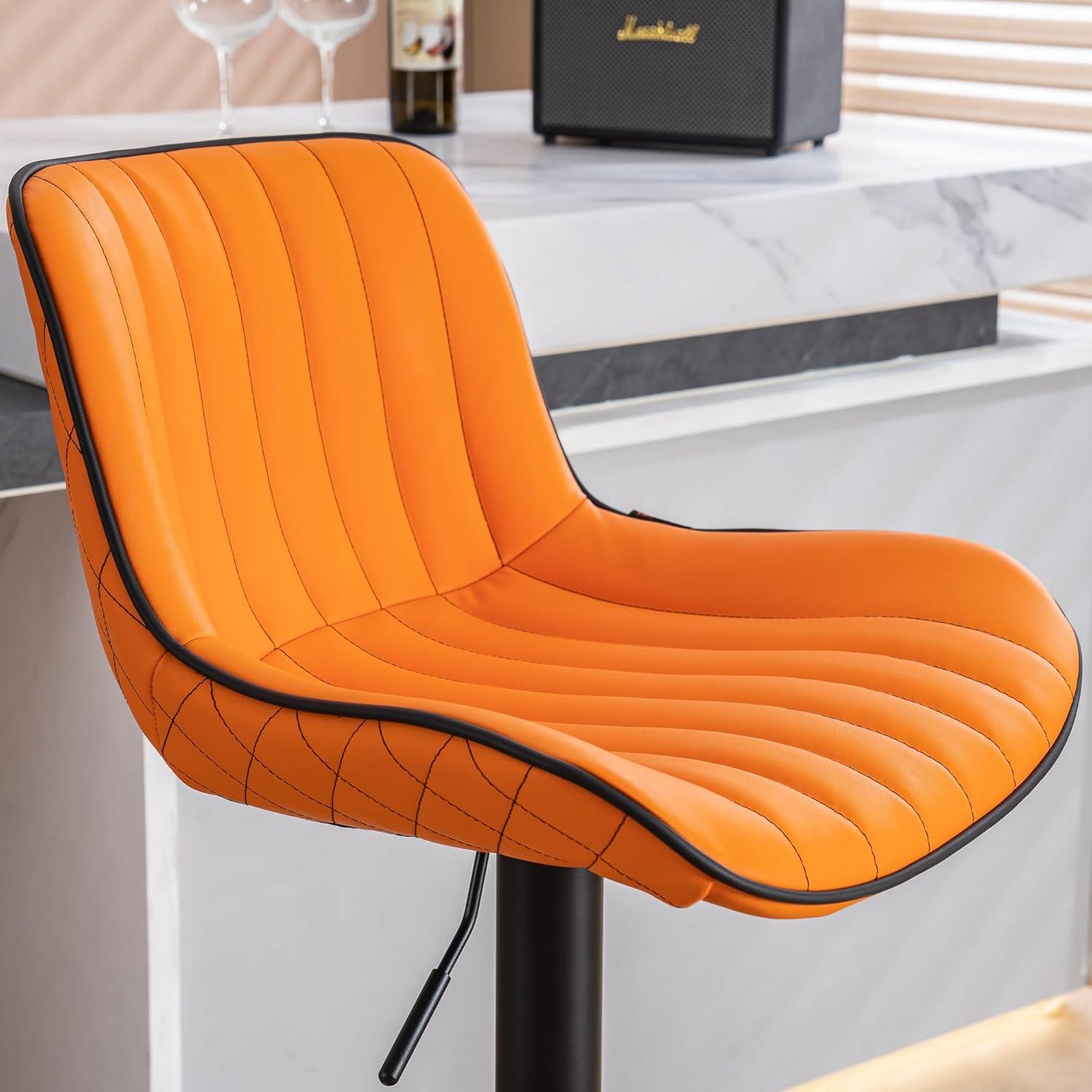 Zager Swivel Adjustable Height Bar Stools, Leather Upholstered Counter Stools, Modern Pub Stool