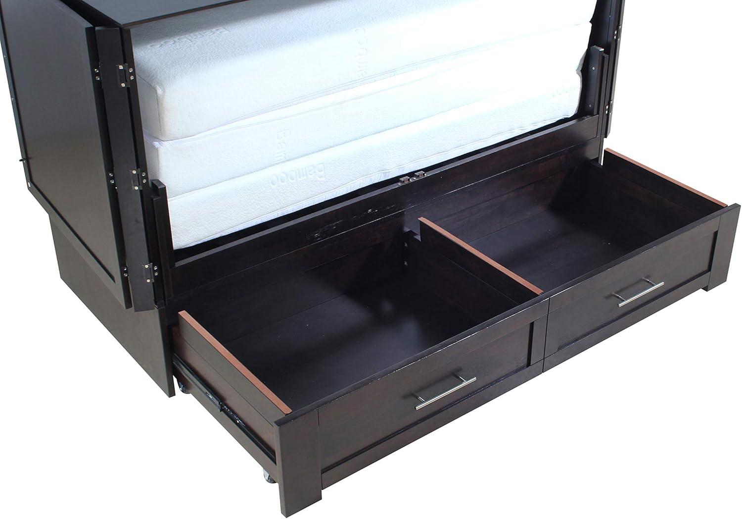 Queen Monroe Murphy Bed Chest with Memory Foam Mattress - AFI