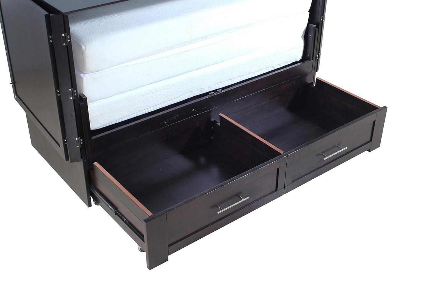 Queen Monroe Murphy Bed Chest with Memory Foam Mattress - AFI