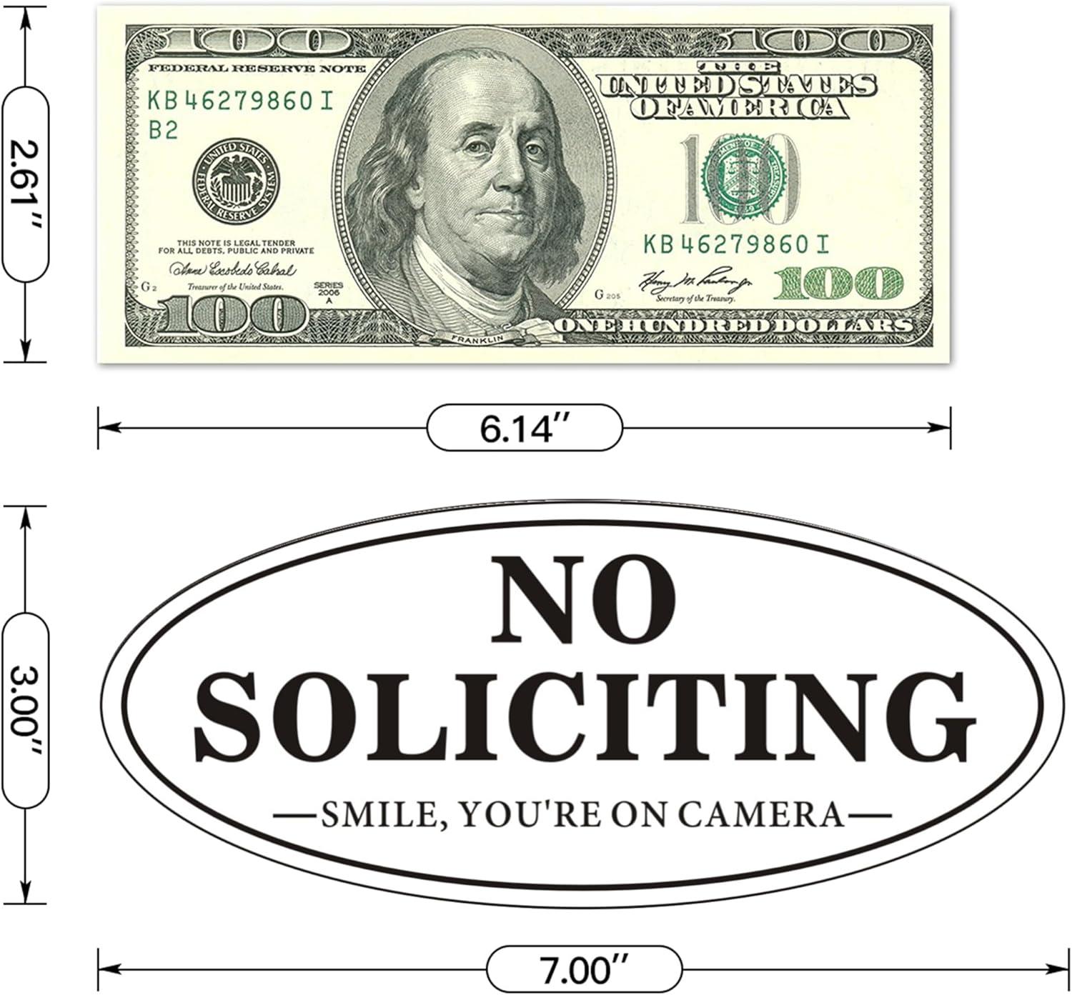 No Soliciting Sign, No Solicitors Sign for Front Door, 2 Pack Self-Adhesive Aluminum Metal No Solitation Do Not Knock or Ring Bell Sign, 7.0 x 3.0 inches Weather Resistant Signs for Home Doorbell Busi