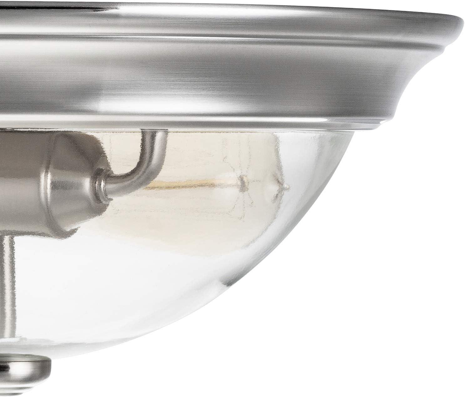 Brushed Nickel Clear Glass Drum LED Flush Mount Light