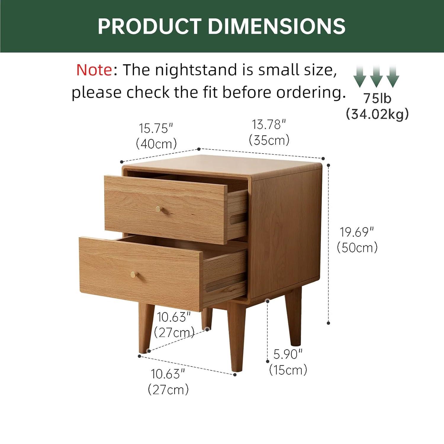 Grain Wood Furniture Mid Century Two-Drawer Nightstand