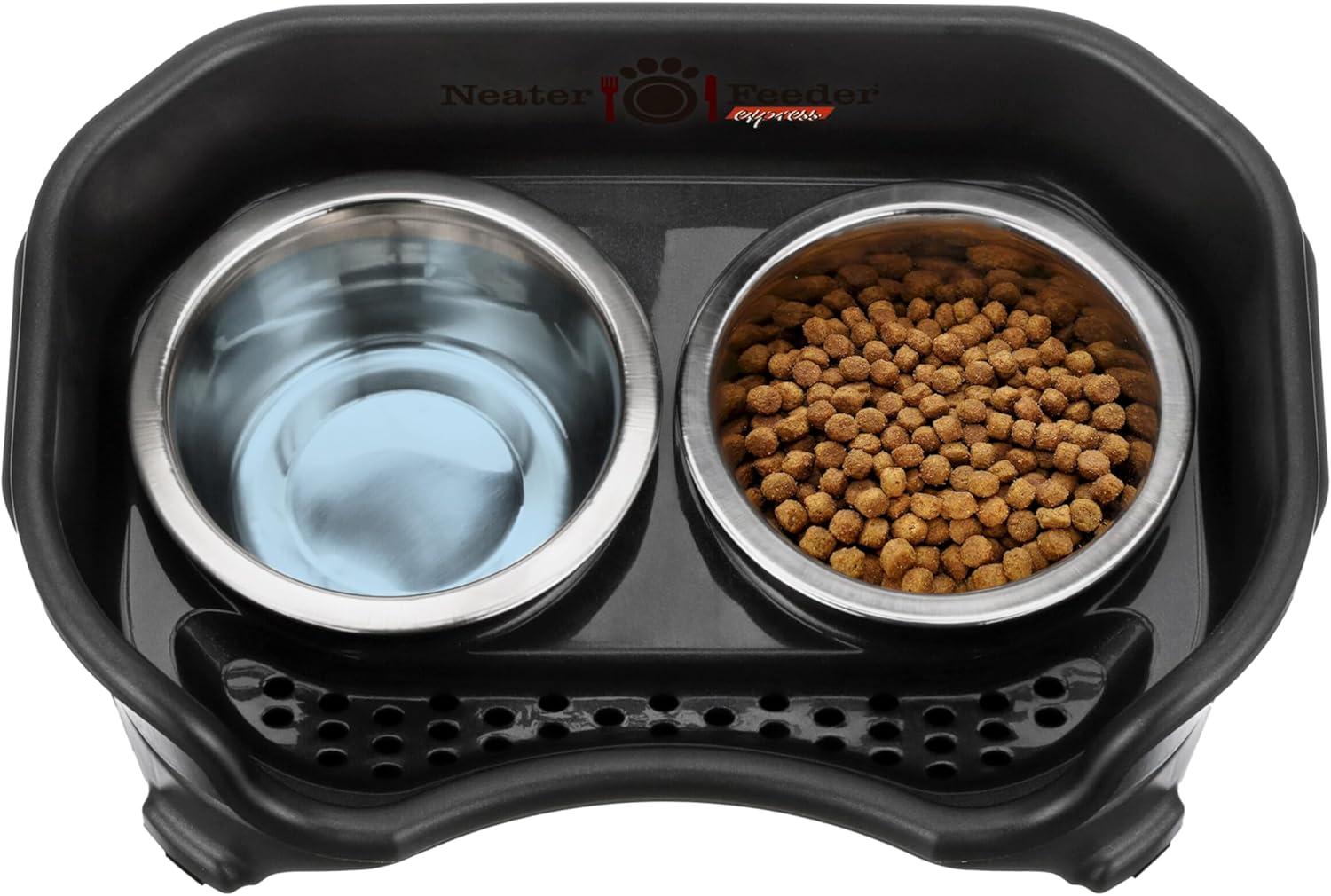 Neater Pets Neater Feeder Express Mess-Proof Elevated Food & Water Bowls for Small Dogs, Black