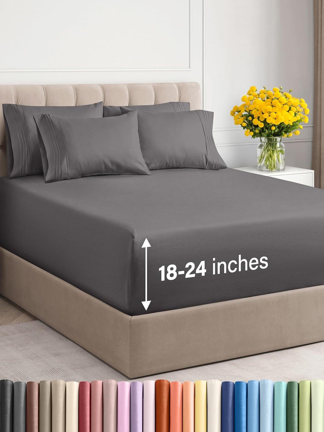 CGK Linens 6 Piece Extra Deep Pocket Ultra Soft & Cooling Sheet Set