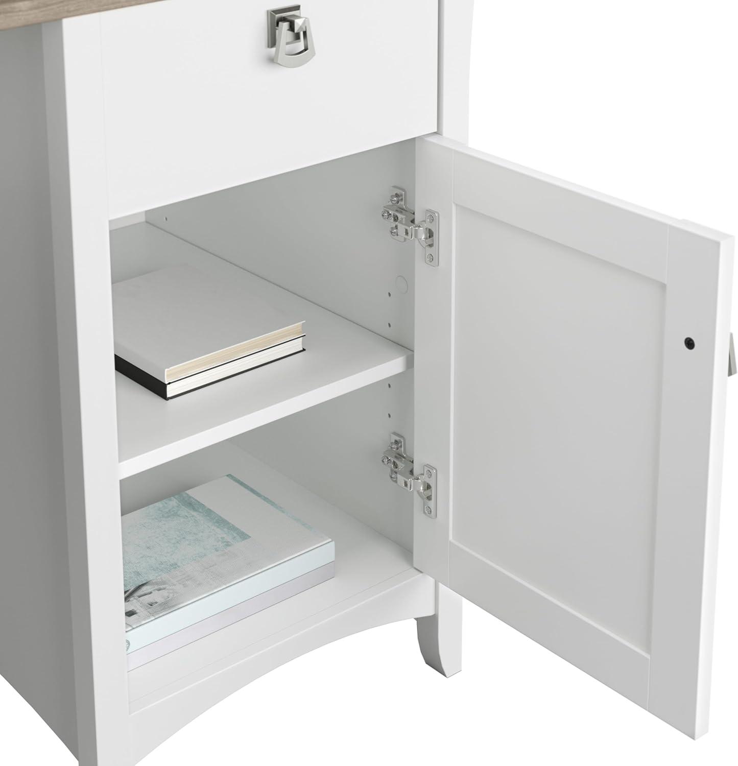 Bush Furniture Salinas 48” Computer Desk & Hutch with Storage, Shiplap Gray & White