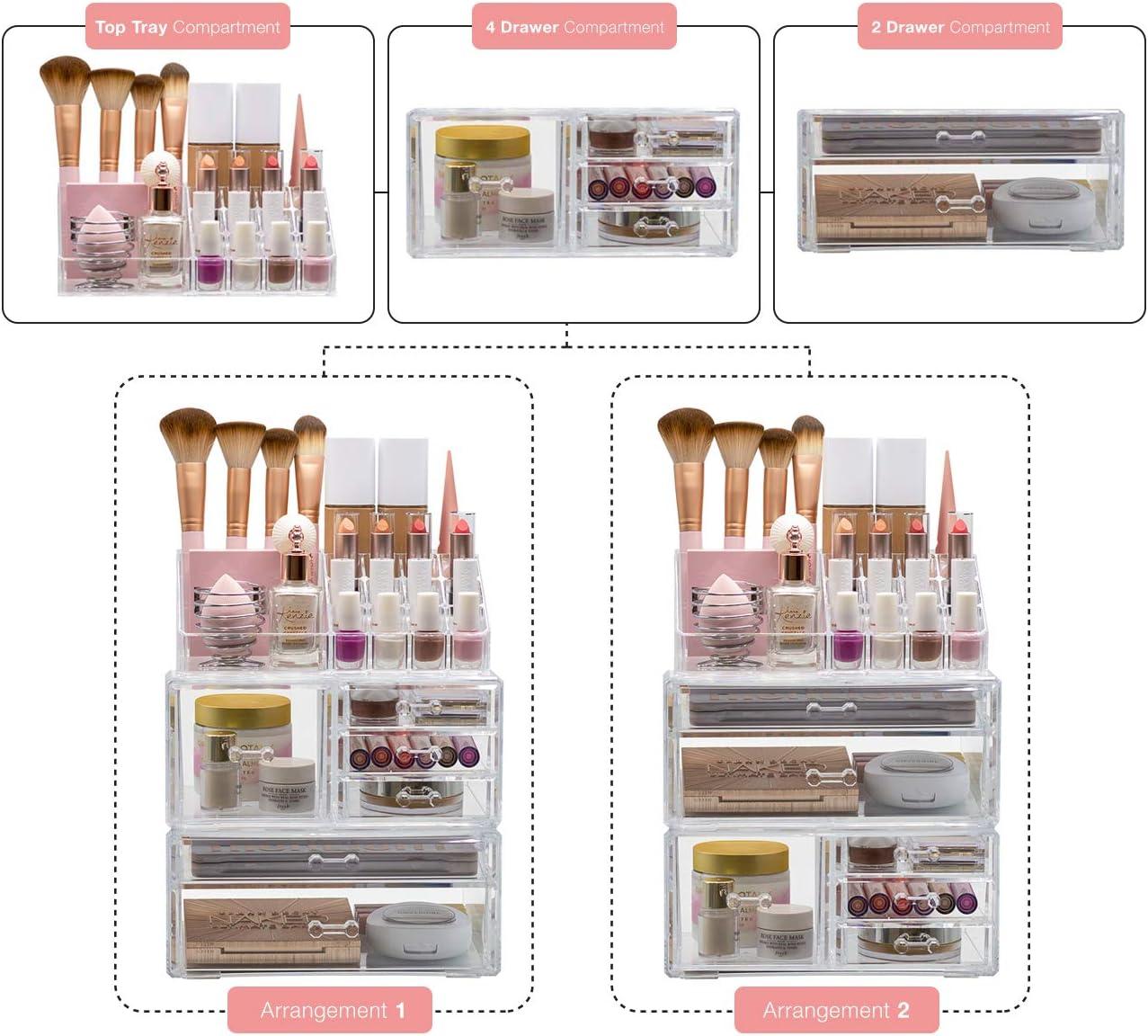 Clear Acrylic 3-Piece Makeup and Jewelry Organizer Set