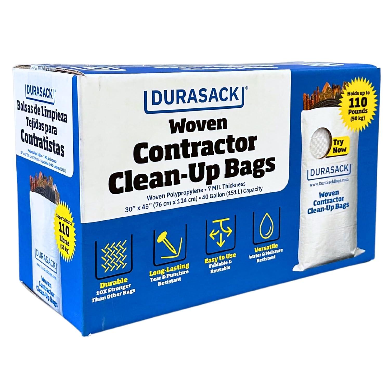 DURASACK® Woven Contractor Clean-Up Bags, Heavy Duty, 30" x 45", 40 Gallon, 20 Count
