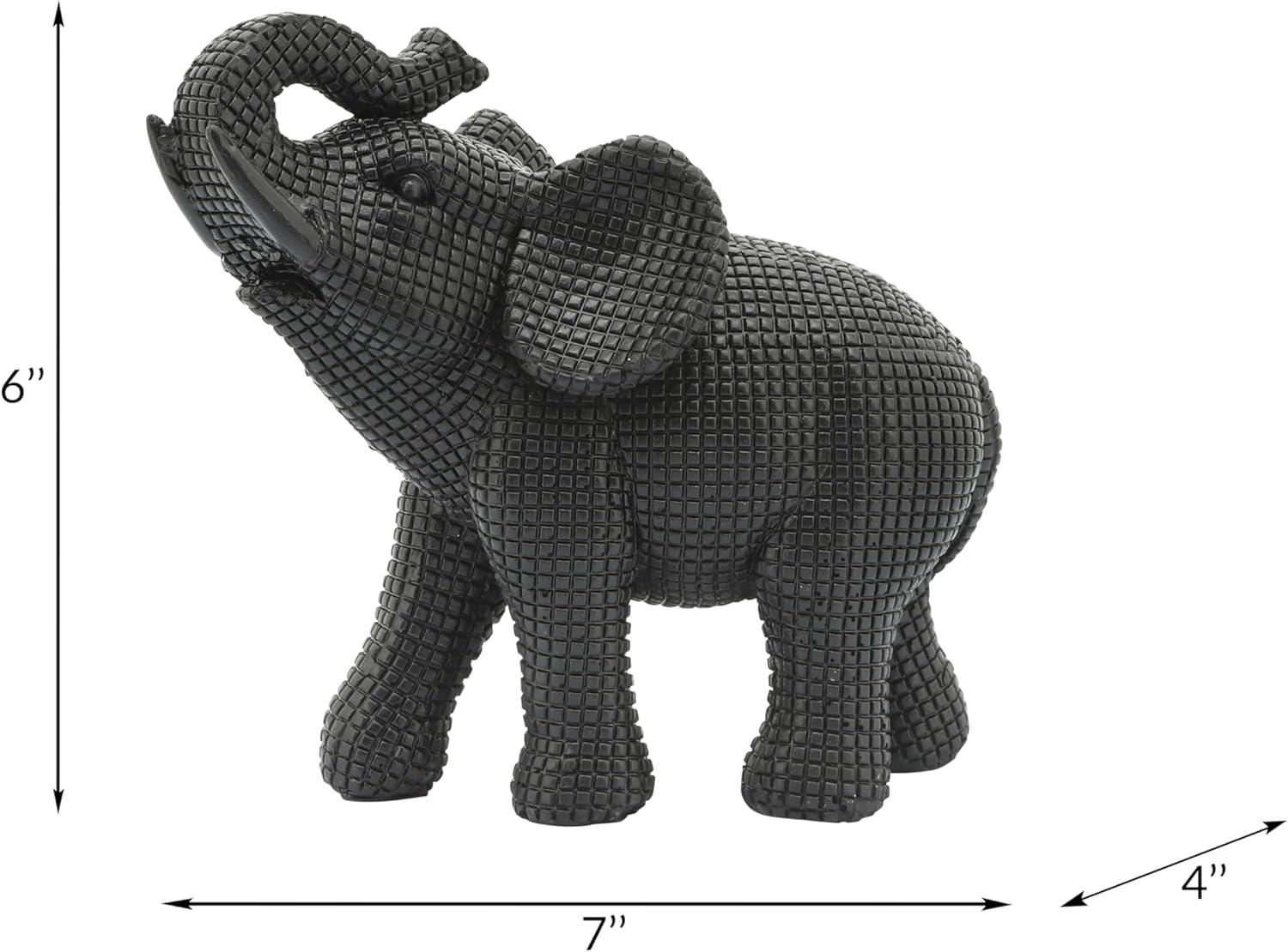 Sagebrook Home 7" Elephant Sculpture - Decorative Polyresin Elephant Statue For Home Decor - Table Accent, Desktop Figurine