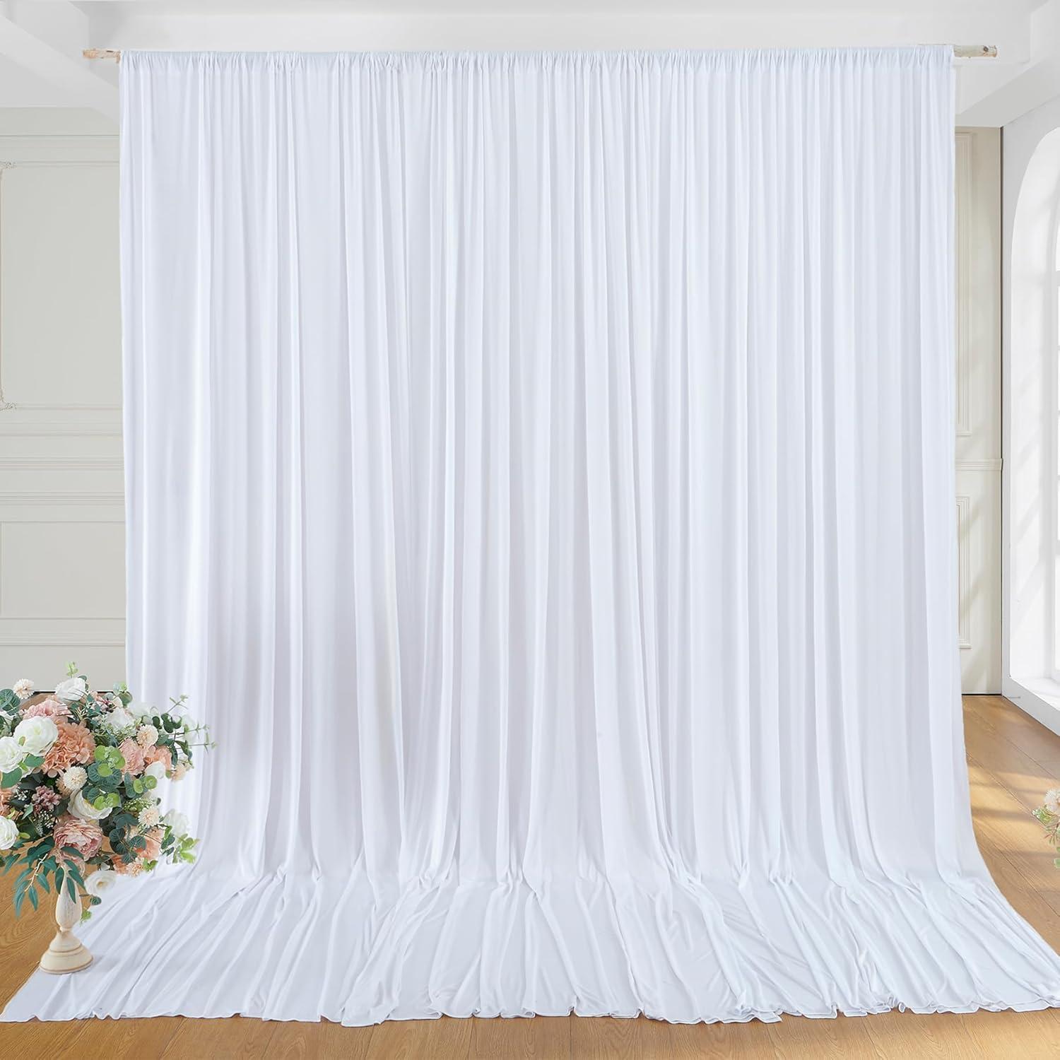 10x10ft White Backdrop Curtain for Parties Wrinkle Free Wedding Baby Curtain Backdrops for Birthday Party