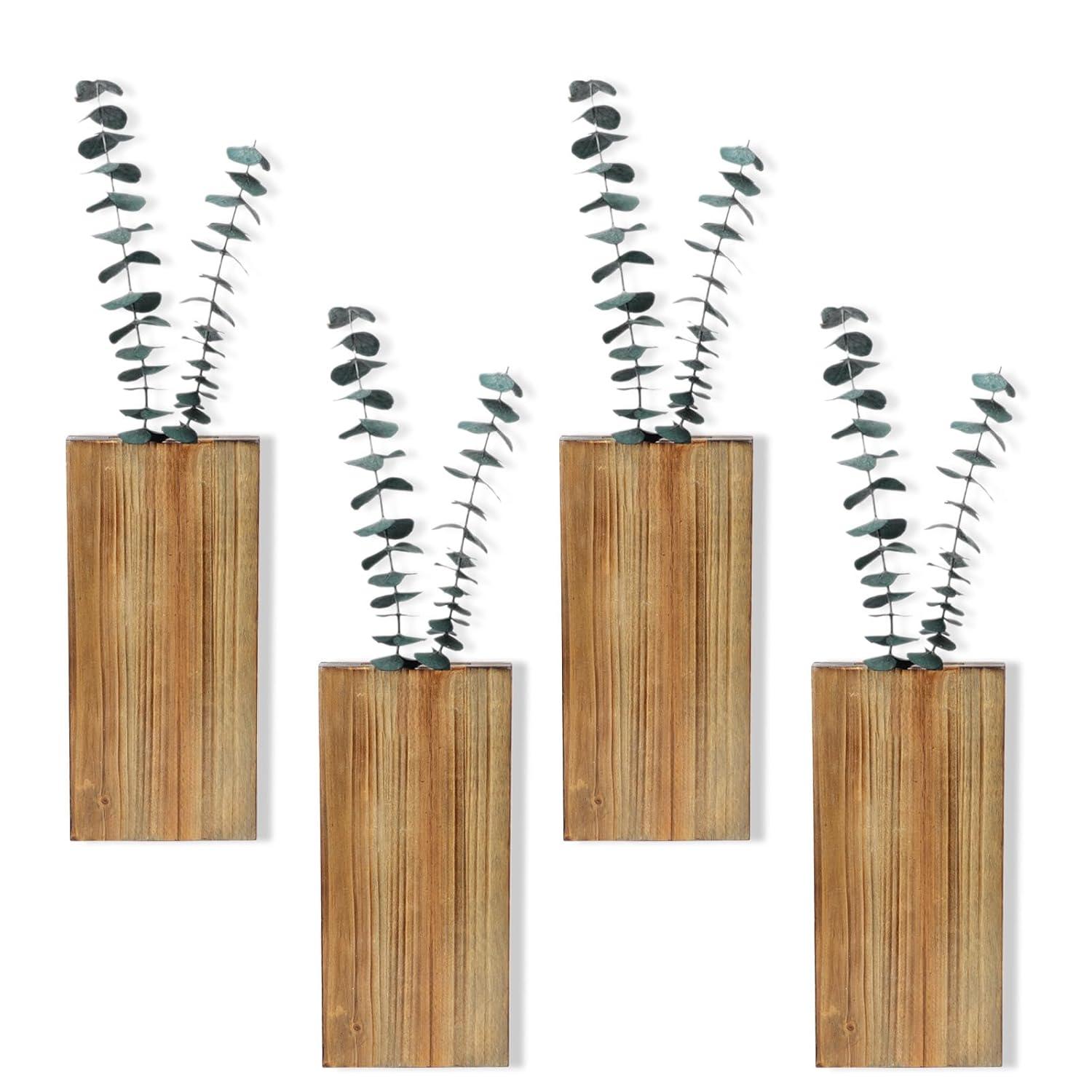 Wall Planters for Indoor Plants Modern Farmhouse Wooden Pocket Wall Vases for Dried Flowers and Faux Plants 4 Pack