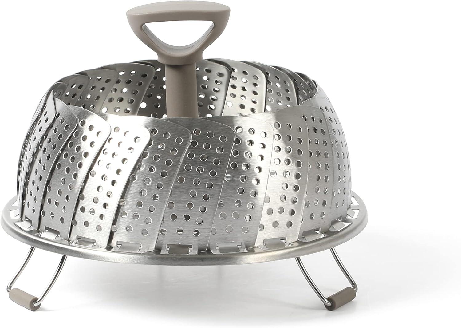 Martha Stewart Martha Stewart Stainless Steel Folding Steamer Insert With Handle In Taupe