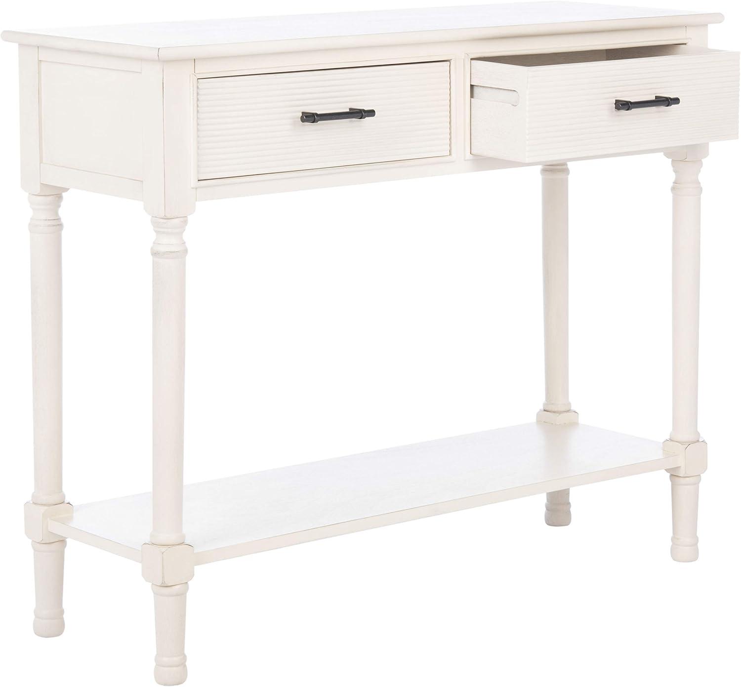 Ryder Distressed White 2-Drawer Console Table with Shelf