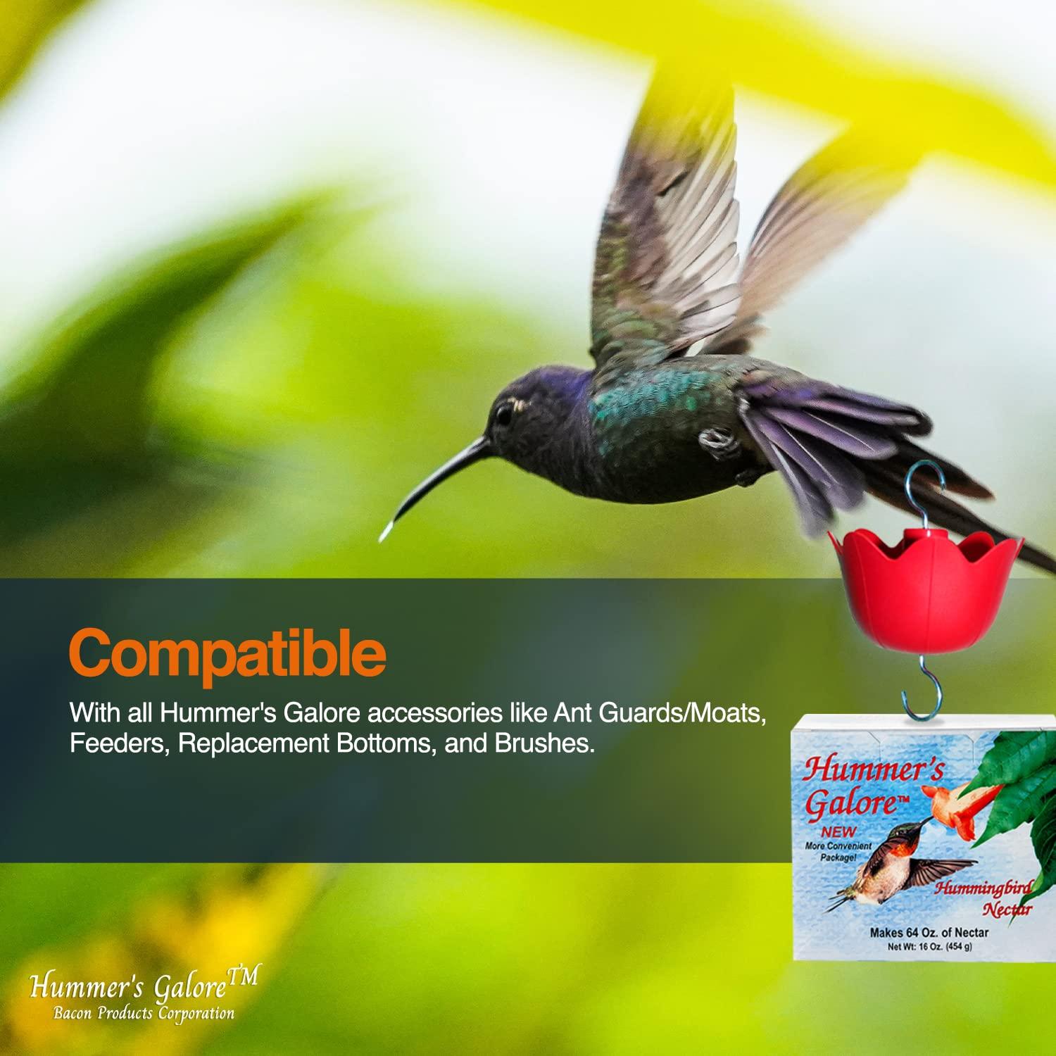 Hummer's Galore Hummingbird Food - Ready-to-Mix Hummingbird Nectar, All-Natural Nectar Collector Formula, No Preservatives or Dyes, Makes 64 Ounces (4 Packets Included)