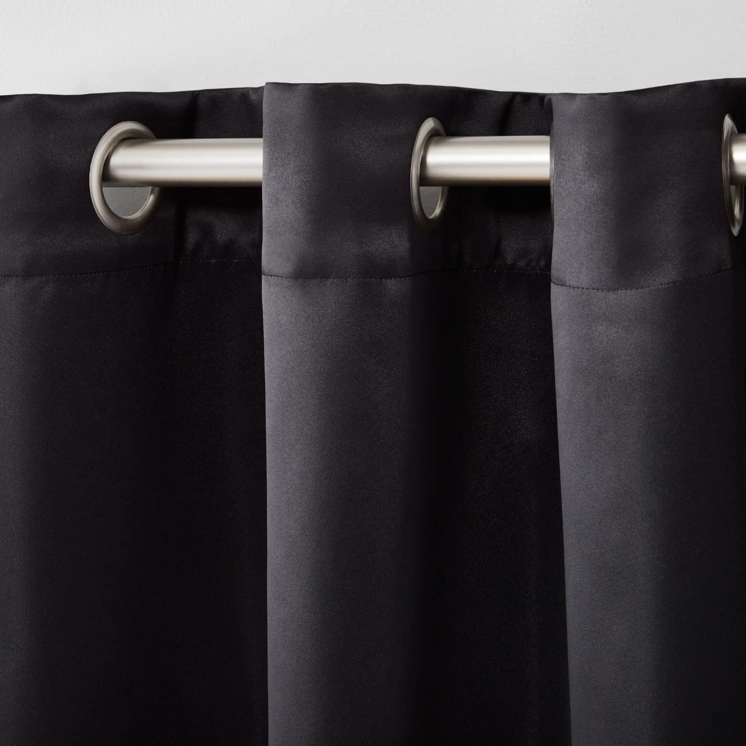 Estate View™ Seville Solid Room Darkening Grommet Top Curtain Panel Pair, 38"x96", Black