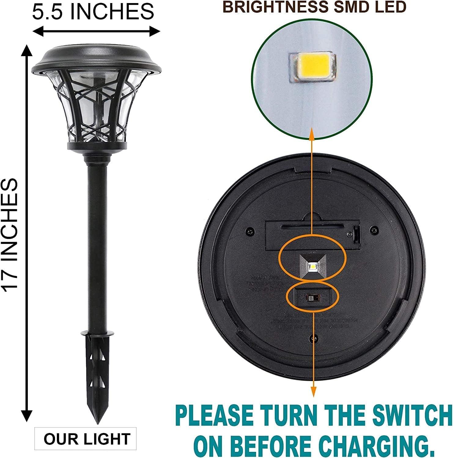 Maggift 8-Pack Black Stainless Steel Solar Pathway Lights