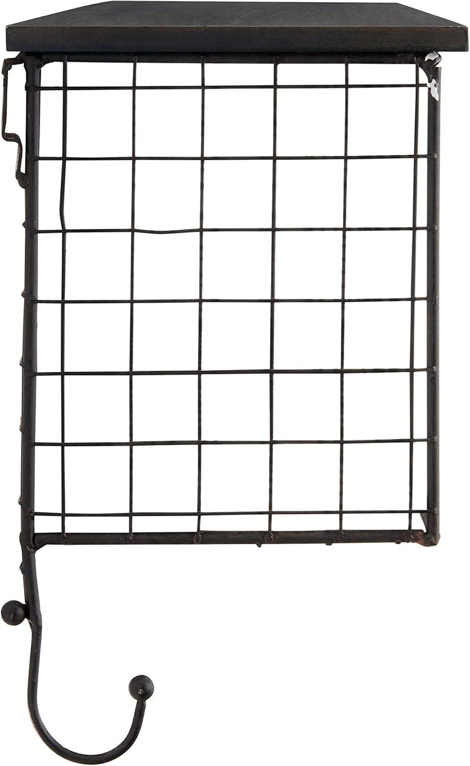 Linon Four Cubby Metal Wall Shelf in Black