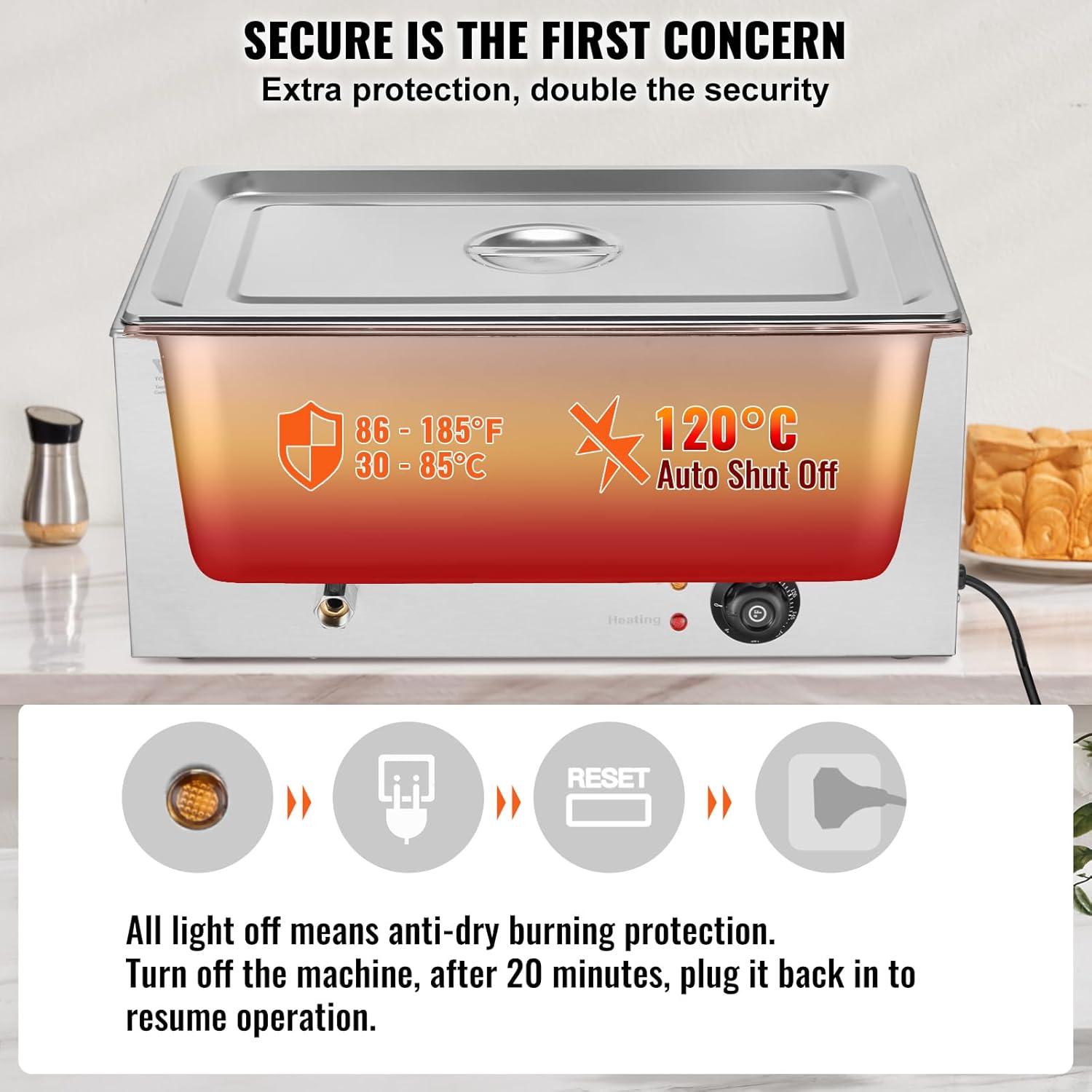 Latitude Run® Commercial Electric Food Warmer Countertop Buffet 1*19Qt Pan Bain Marie