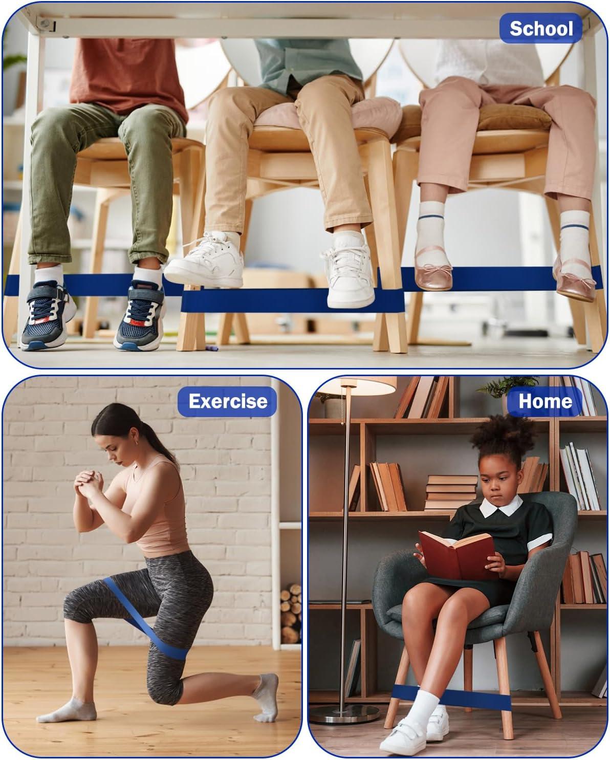 10 Pack Chair Bands for Kids with Fidgety Feet, Classroom Must Haves, Flexible Seating Chair Bands for Sensory Focus, Fidget ADHD Autism School Desks Supplies (Blue)