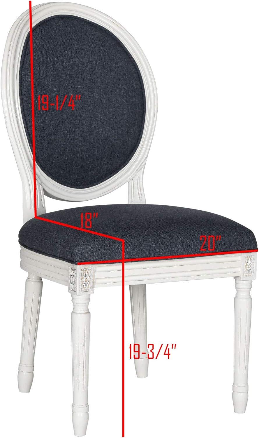 Provence Navy Linen and Wood Transitional Side Chair