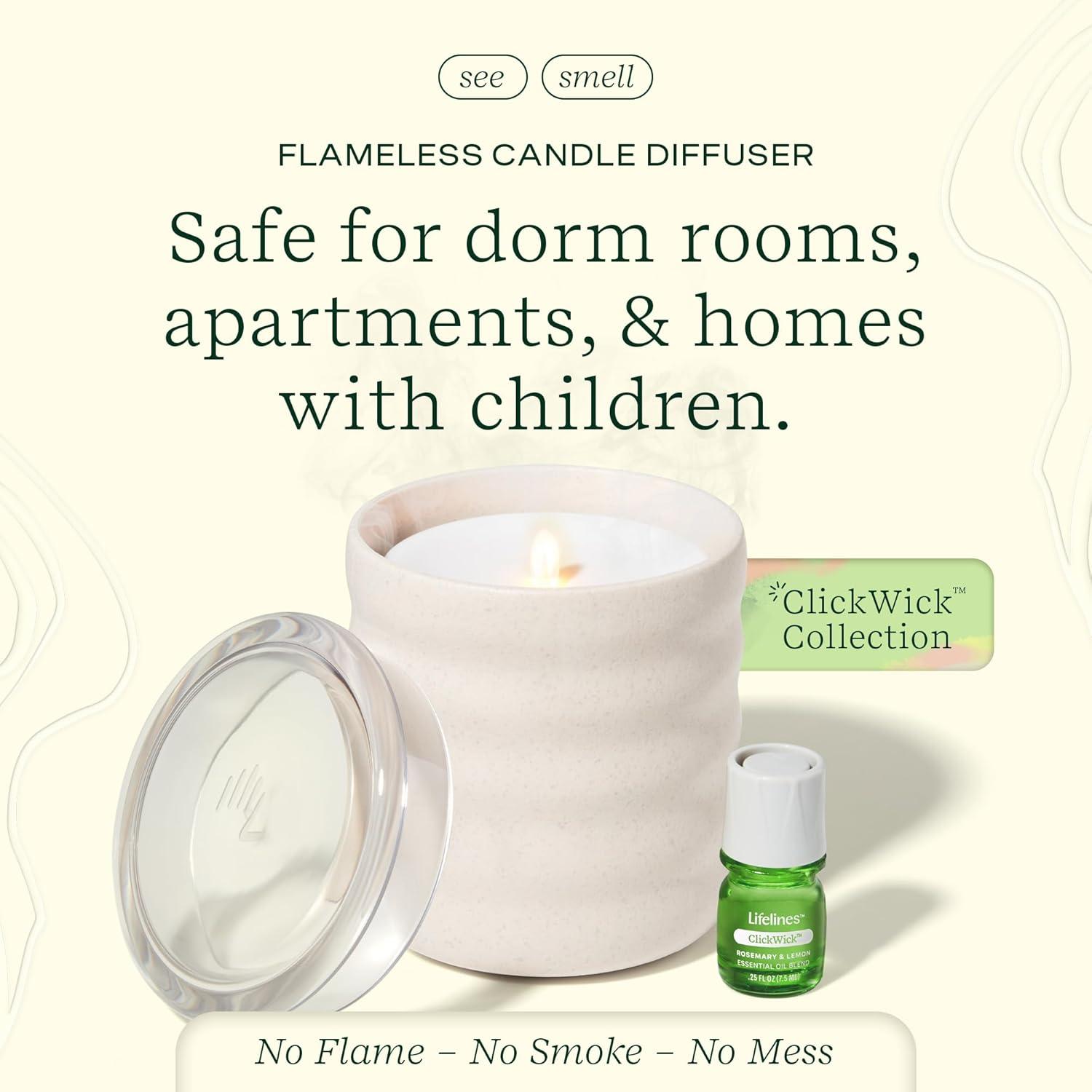 Cream Bubble Flameless Candle Diffuser with Essential Oil