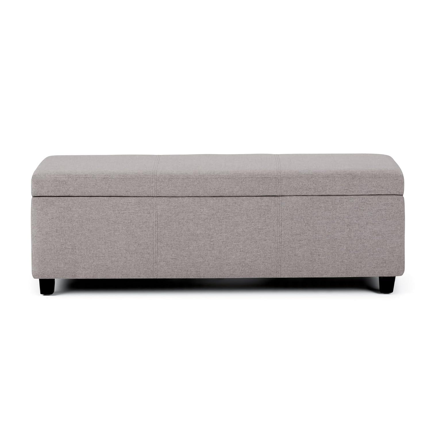 Simpli Home Avalon 48"W Upholstered Storage Ottoman Bench with Large Interior Storage