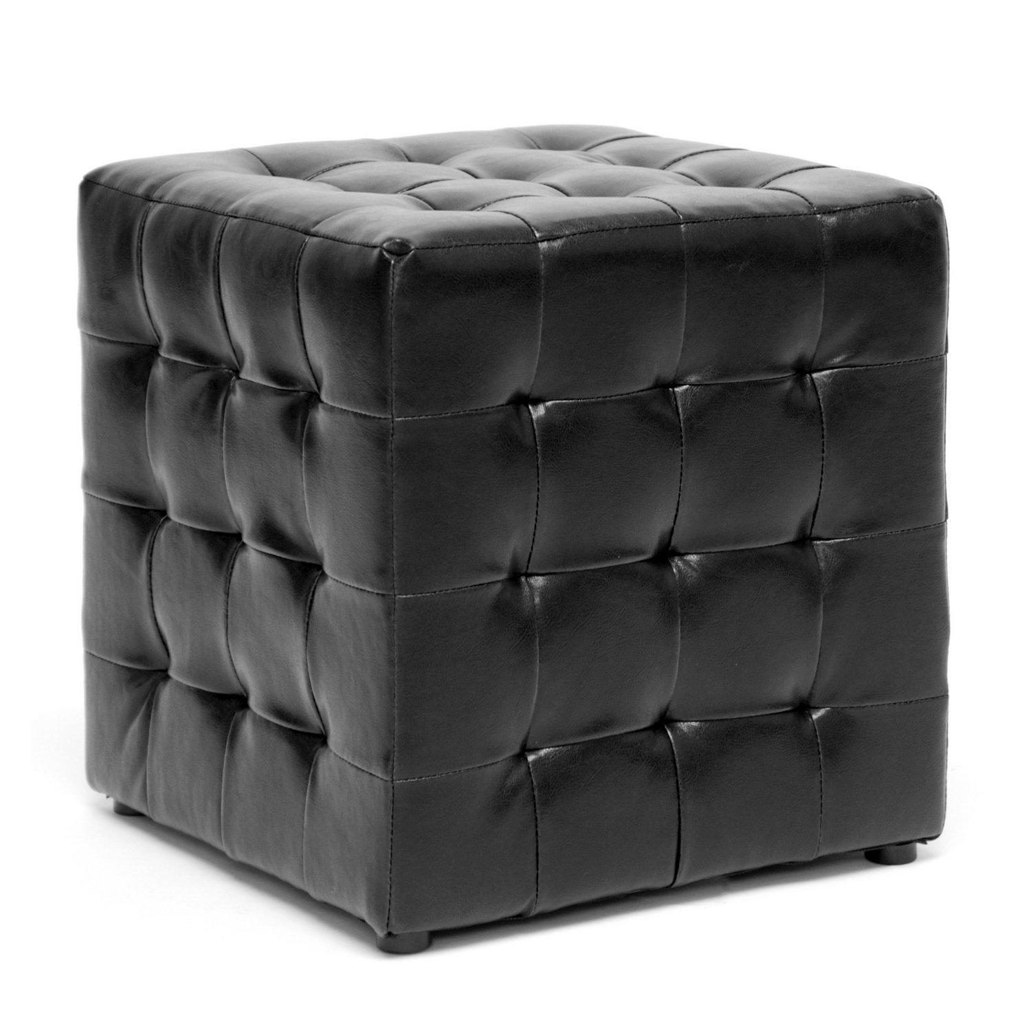 Set of 2 Siskal Modern Cube Ottoman Black - Baxton Studio: Faux Leather, Wood Frame, No Assembly Required