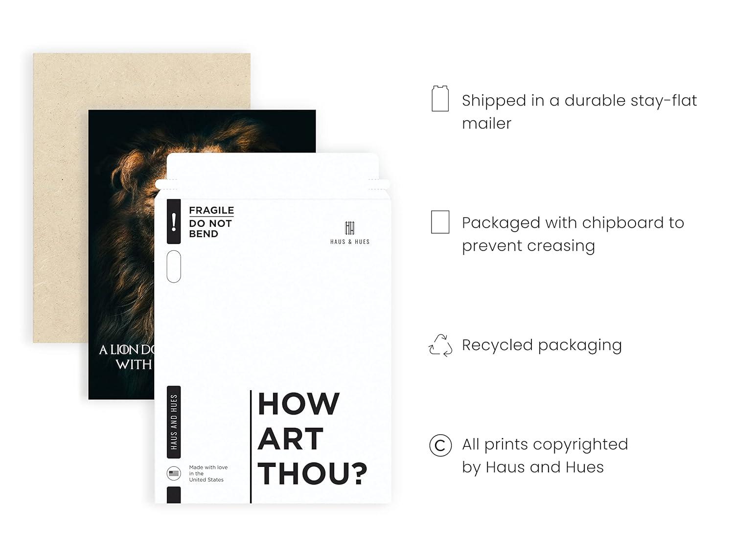 HAUS AND HUES Lion Poster Inspirational - Motivational Quotes Wall Art, Inspirational Quotes Lion Wall Art, Lion Art for Wall, Motivational Posters for Office, Lion Pictures (12x16, Unframed)